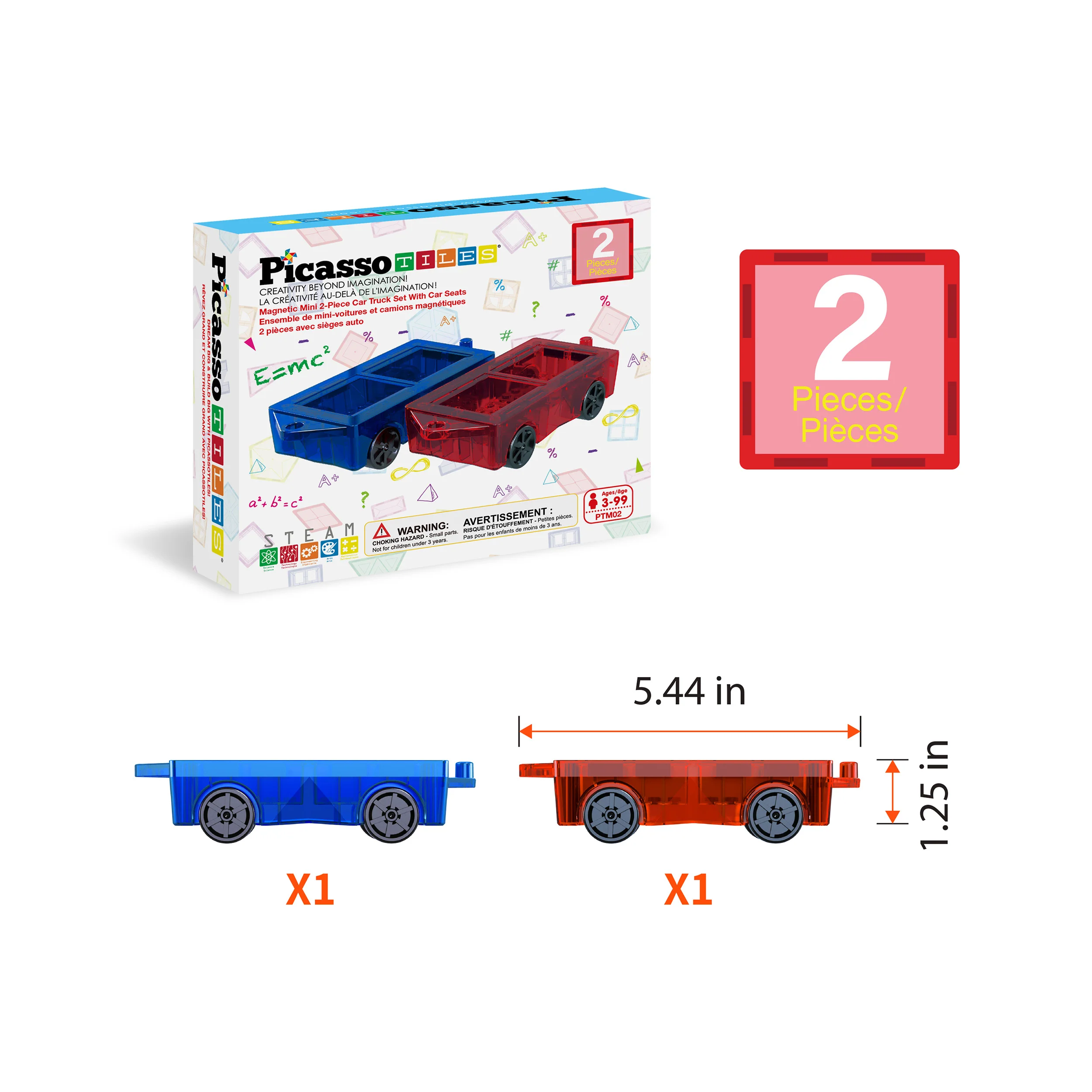 PicassoTiles Mini Car Truck 2pc Set - Image 3