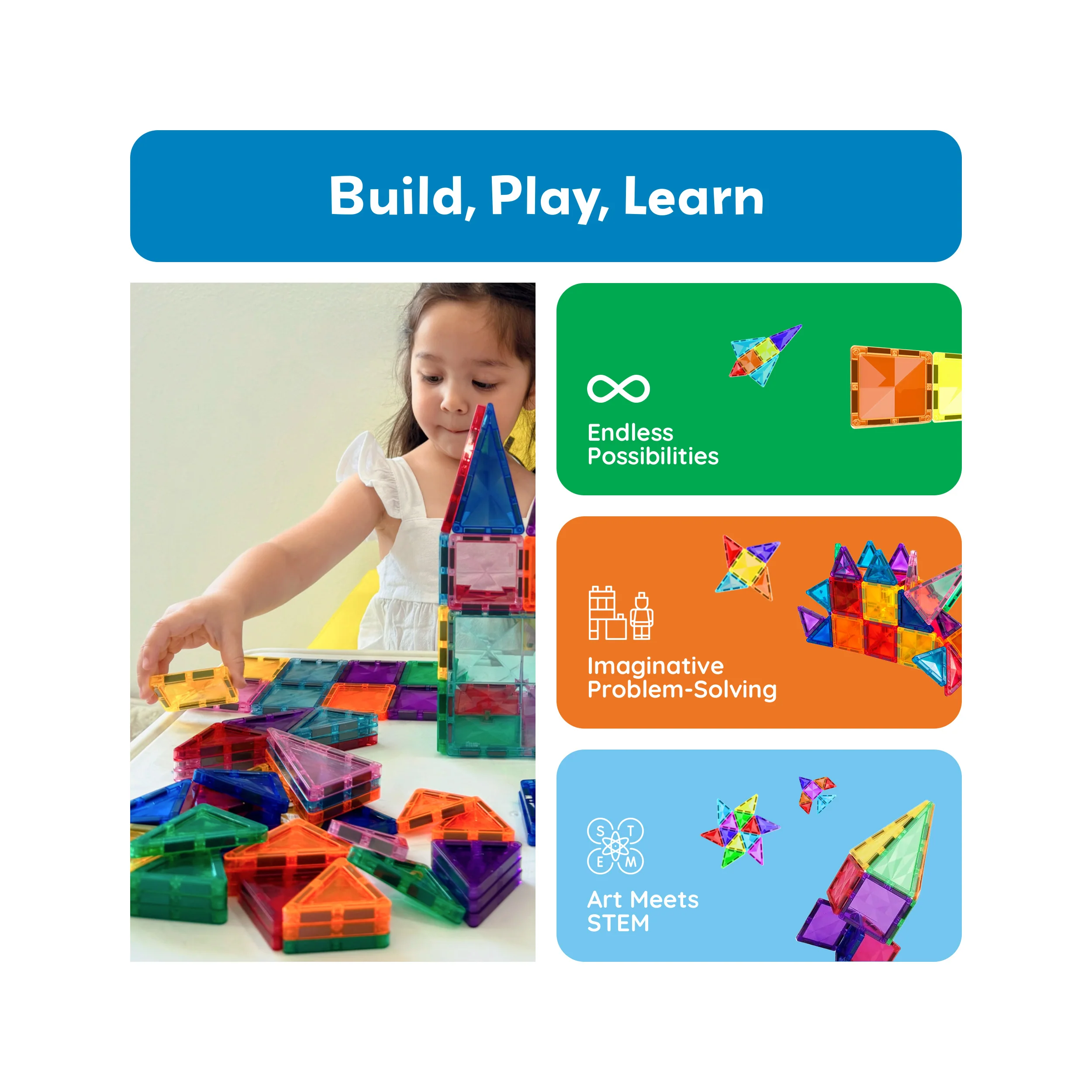 PicassoTiles 60 Piece Magnetic Building Set - Travel Sized - Image 3
