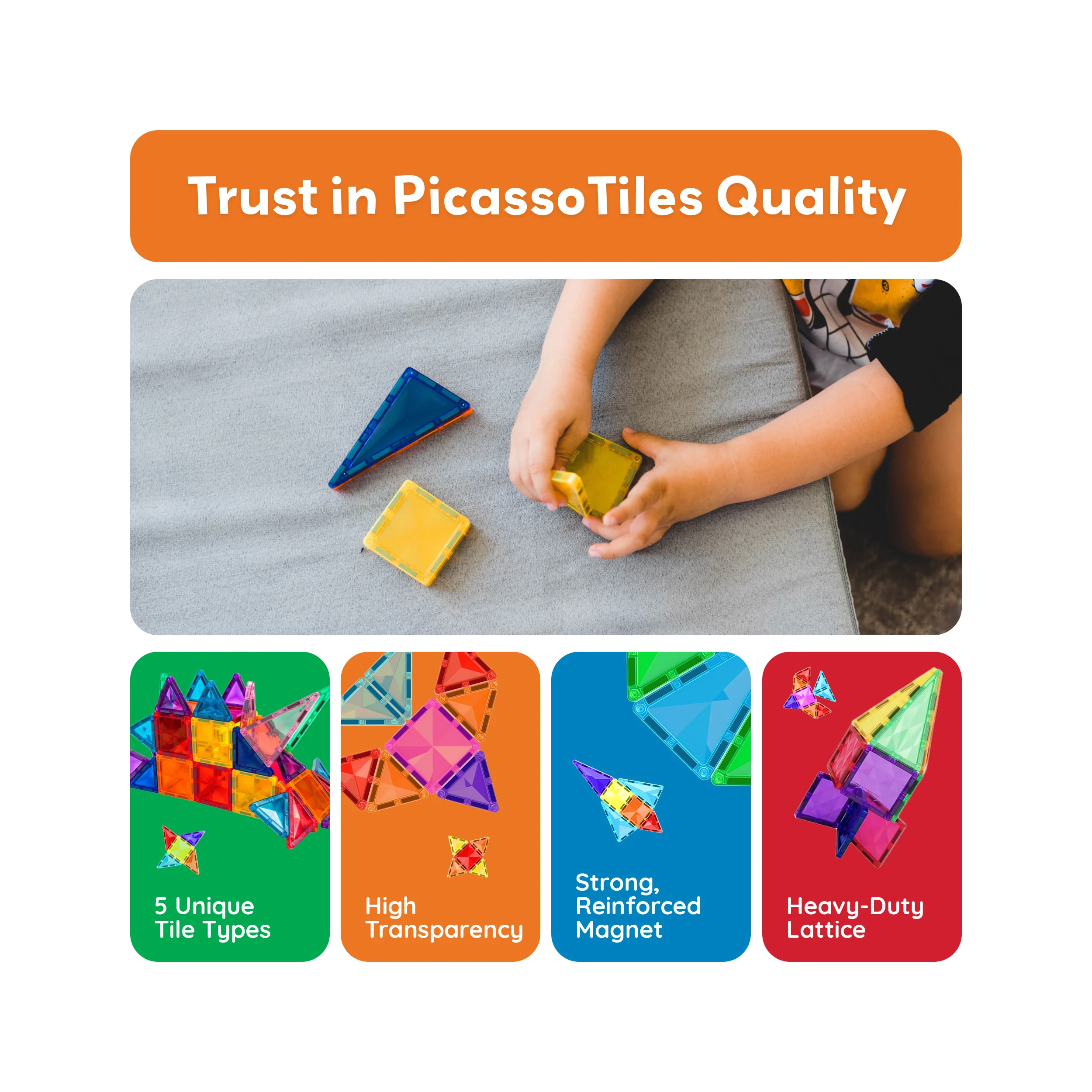 PicassoTiles 60 Piece Magnetic Building Set - Travel Sized - Image 7