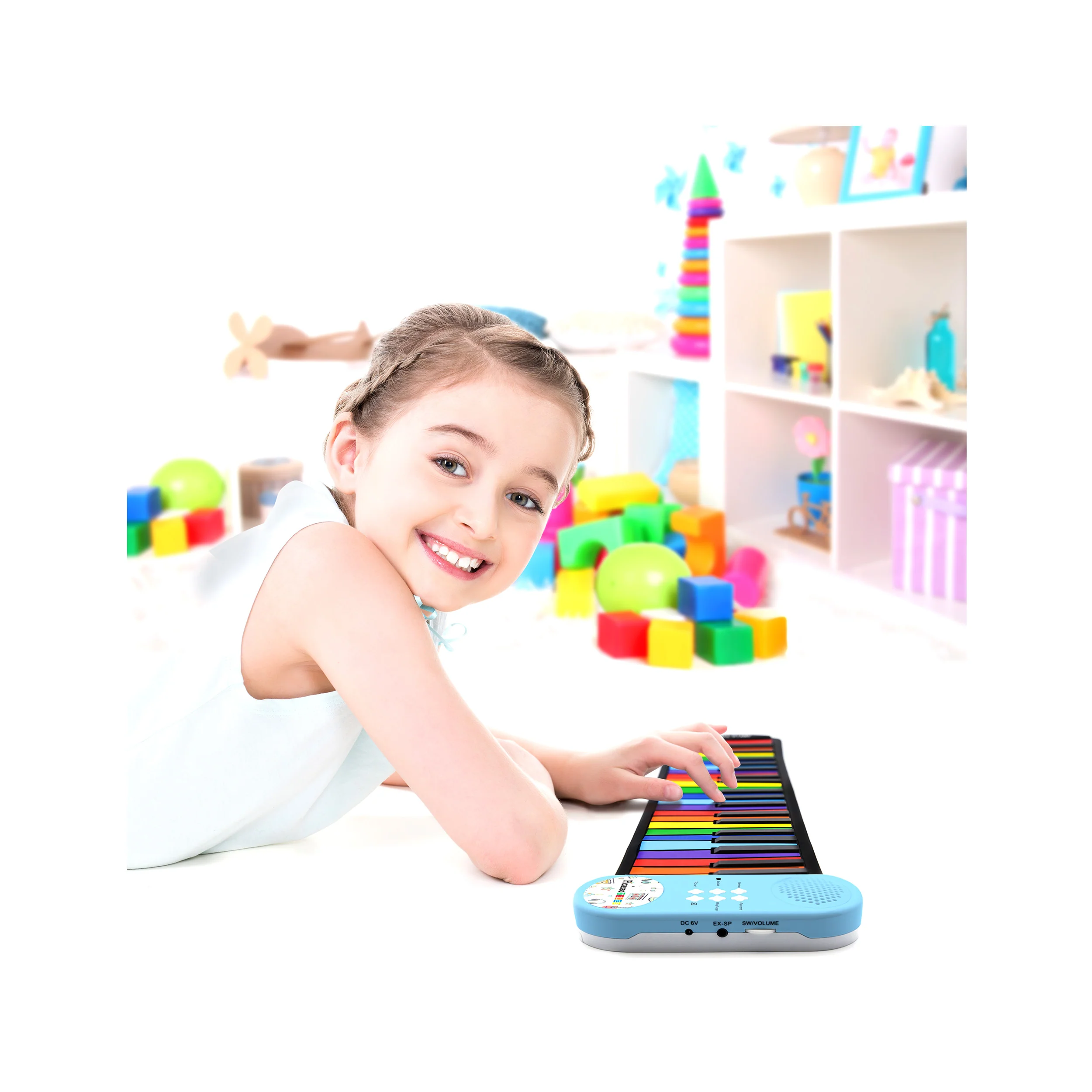 PicassoTiles Kid's 49 Colorful Key Roll-Up Educational Keyboard - Image 2
