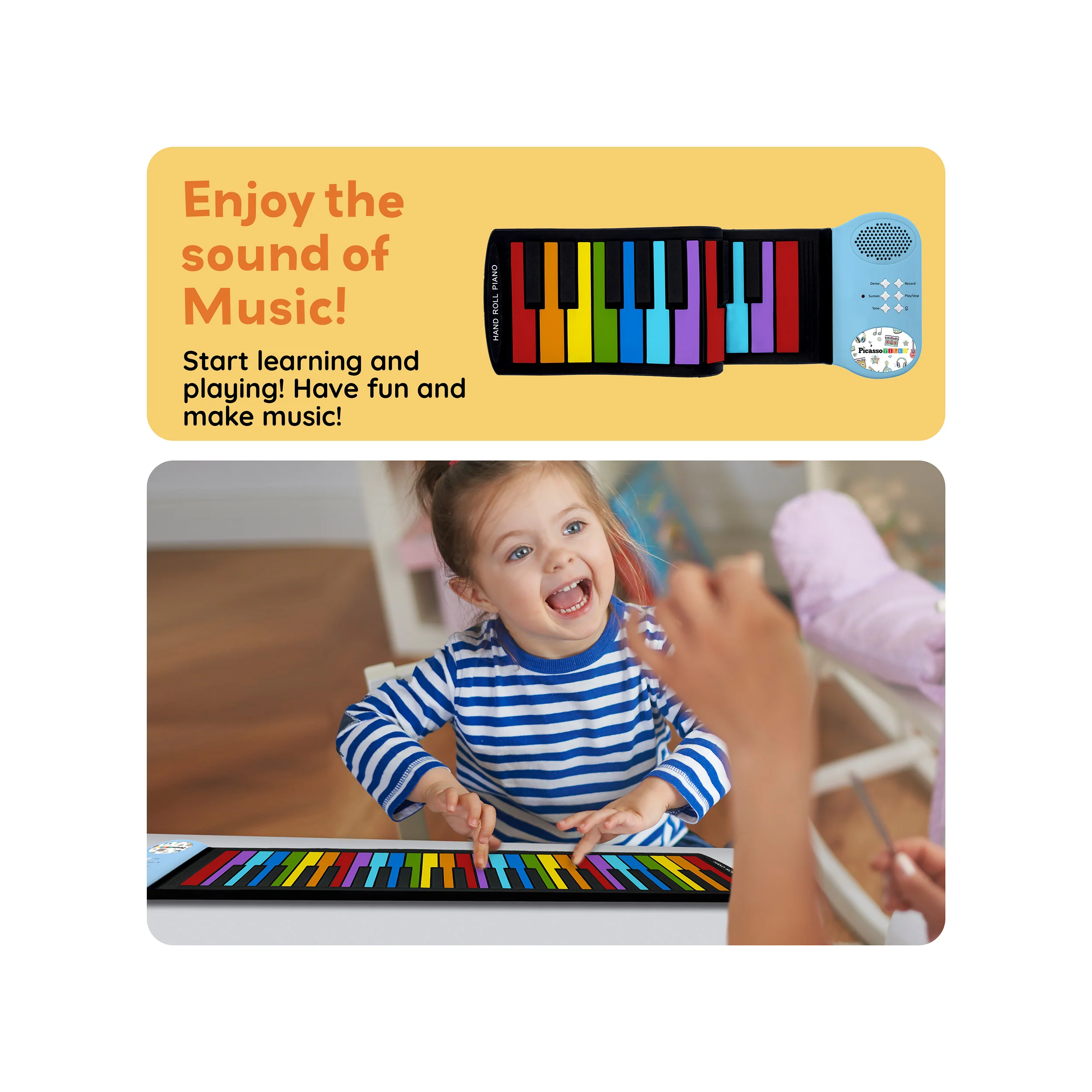 PicassoTiles Kid's 49 Colorful Key Roll-Up Educational Keyboard - Image 7