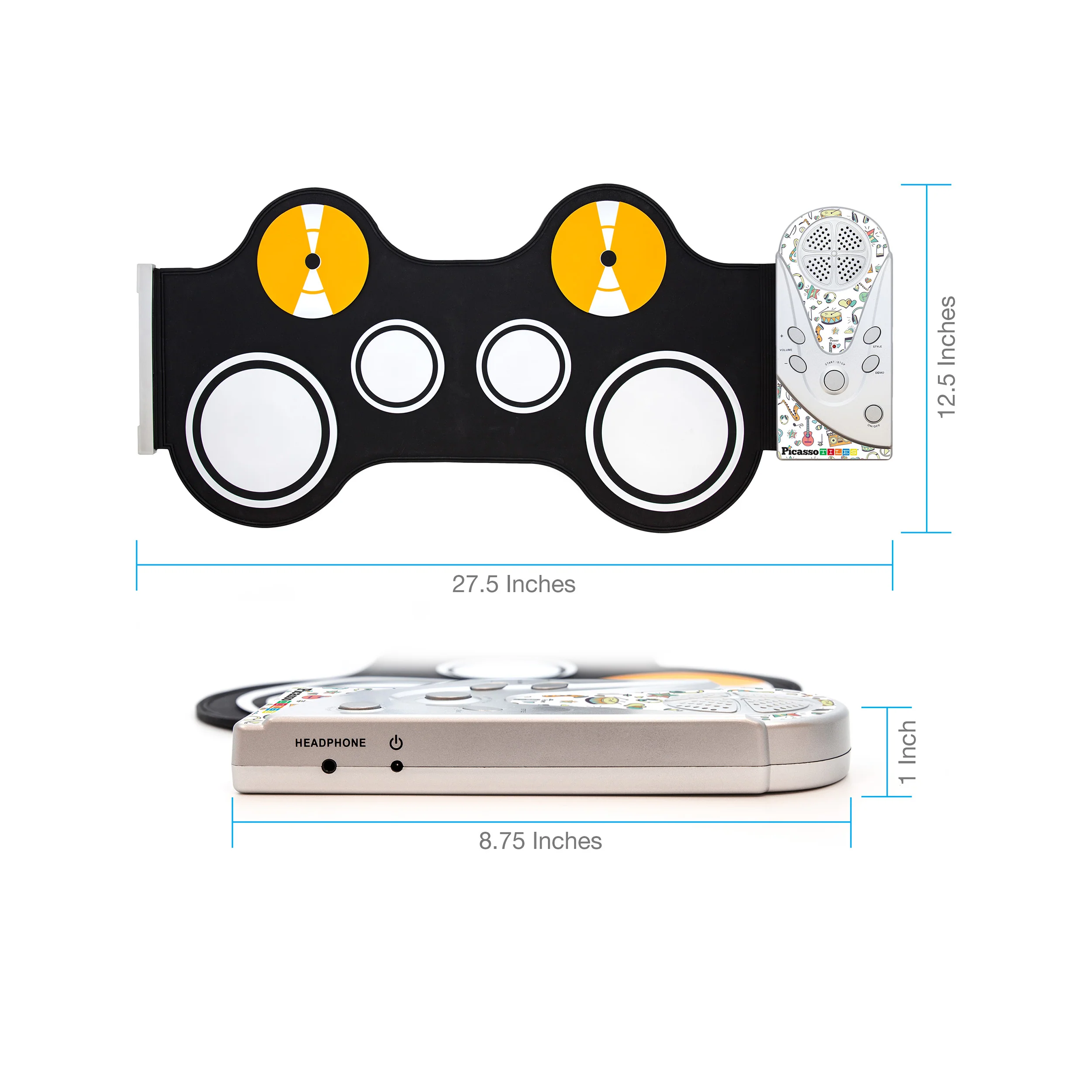 PicassoTiles Flexible Roll-Up Educational Electronic Drum Kit - Image 6