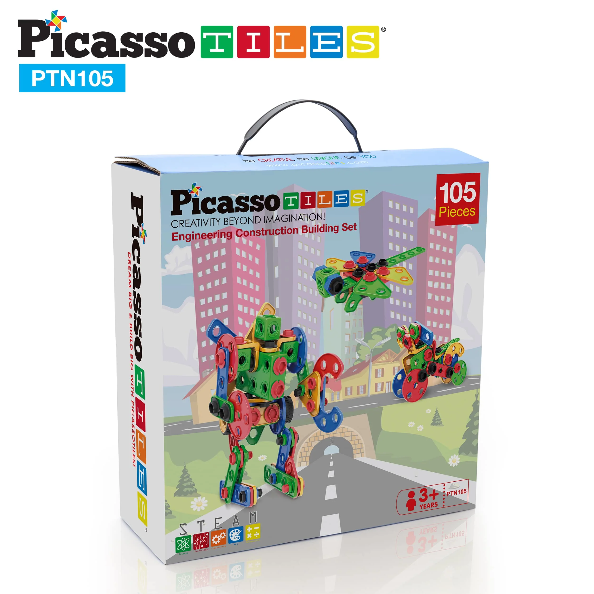 PicassoTiles 105pc Engineering Construction Set with Power Drill - Image 8