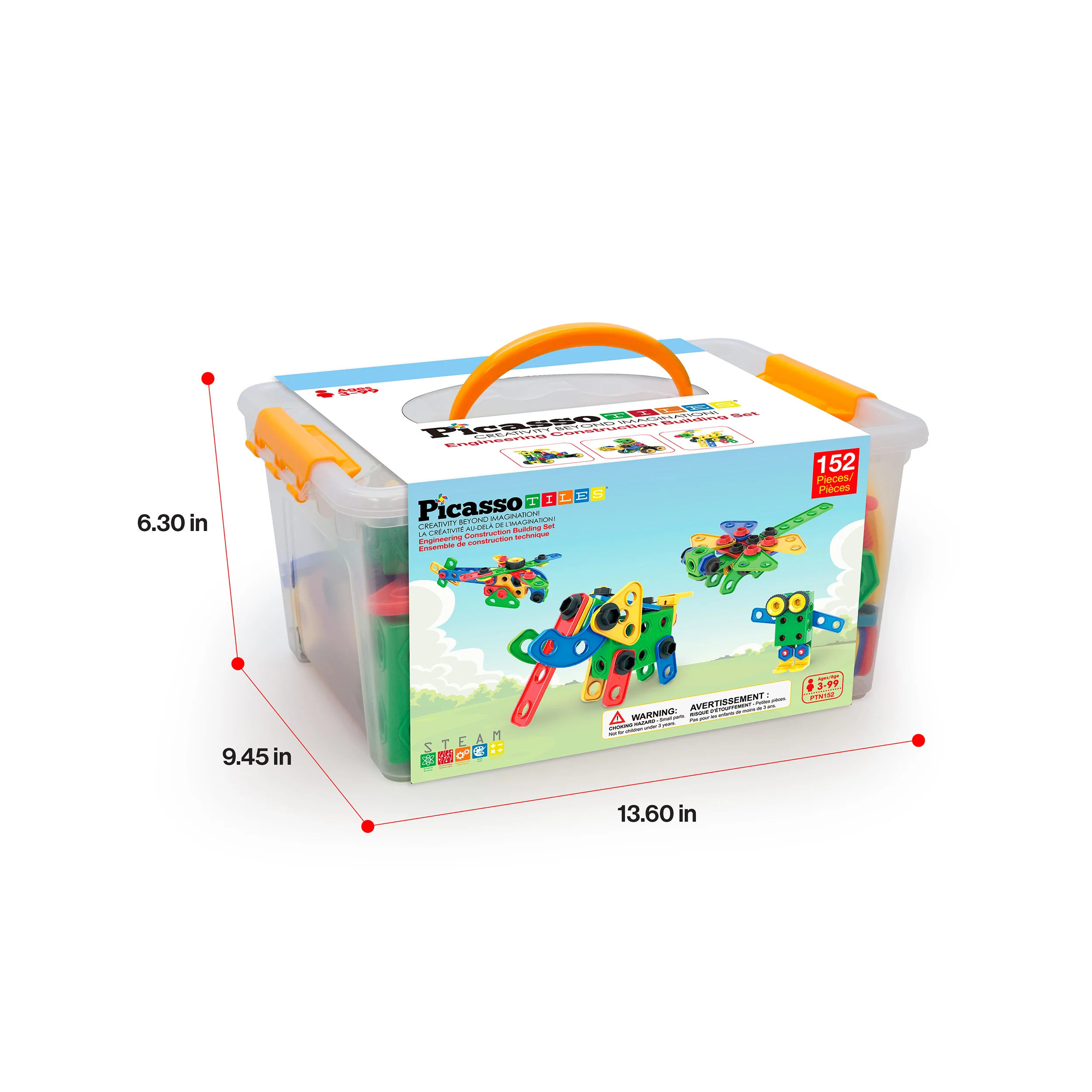 PicassoTiles 152pc Engineering Construction Set with Power Drill - Image 9
