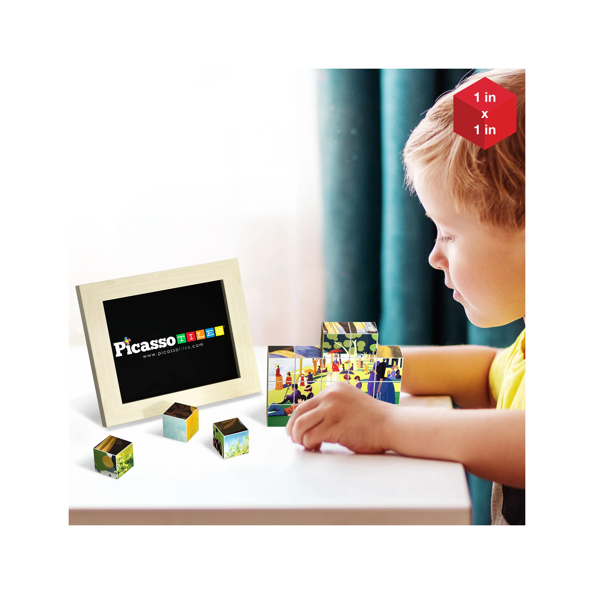 PicassoTiles 20pc 1" Magnetic Puzzle Cubes World Famous Paintings Set - Image 2
