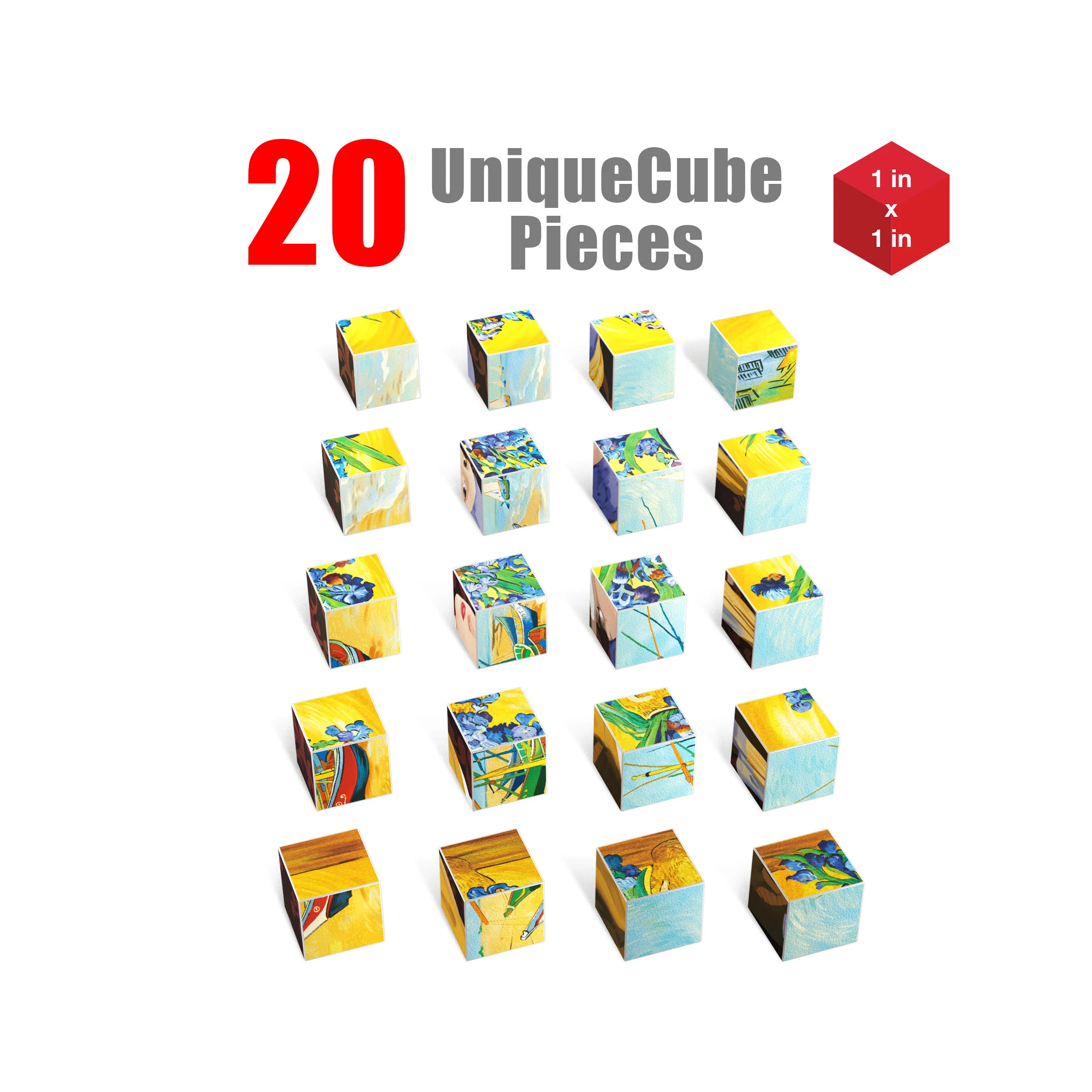 PicassoTiles 20pc 1" Magnetic Puzzle Cubes World Famous Paintings Set - Image 3