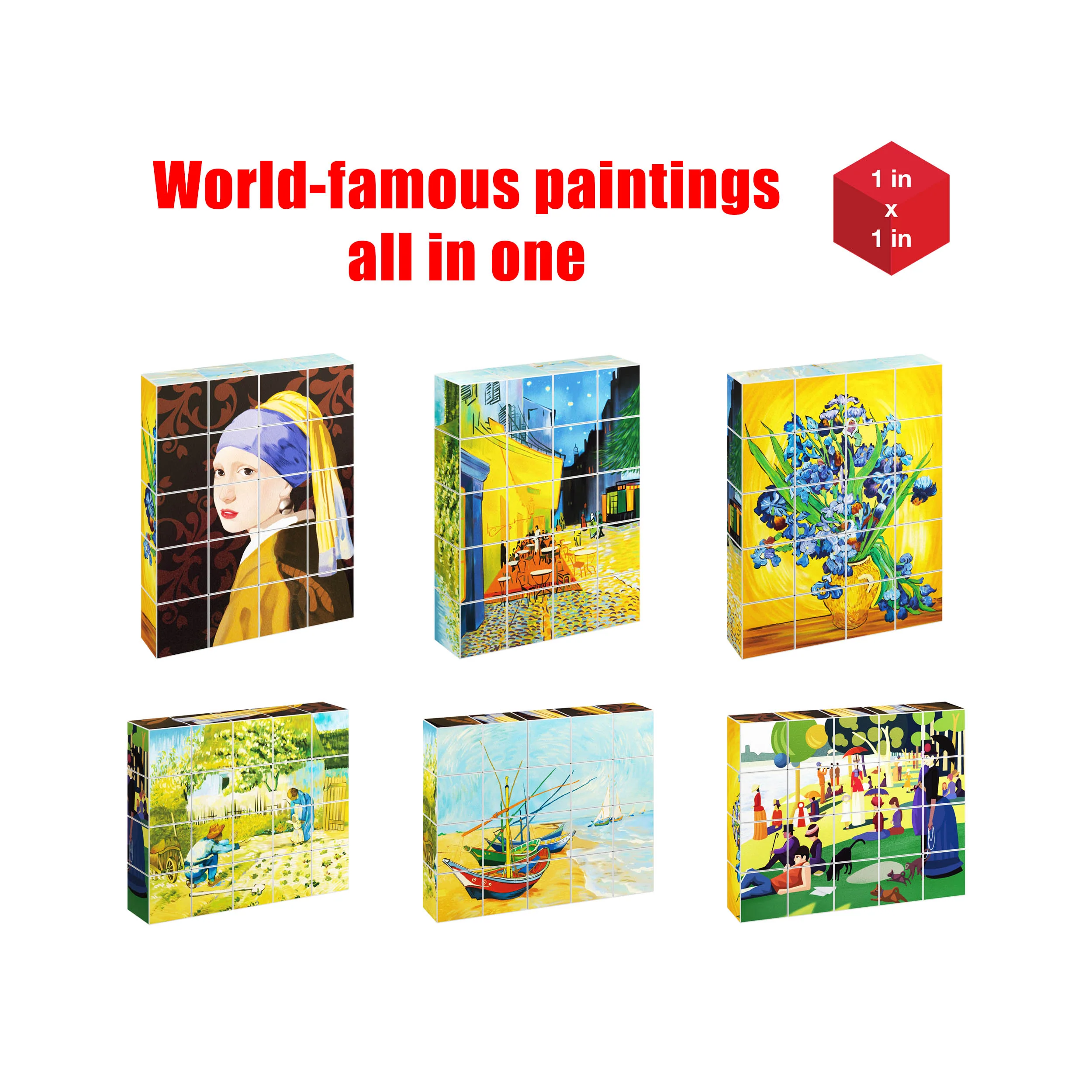 PicassoTiles 20pc 1" Magnetic Puzzle Cubes World Famous Paintings Set - Image 4