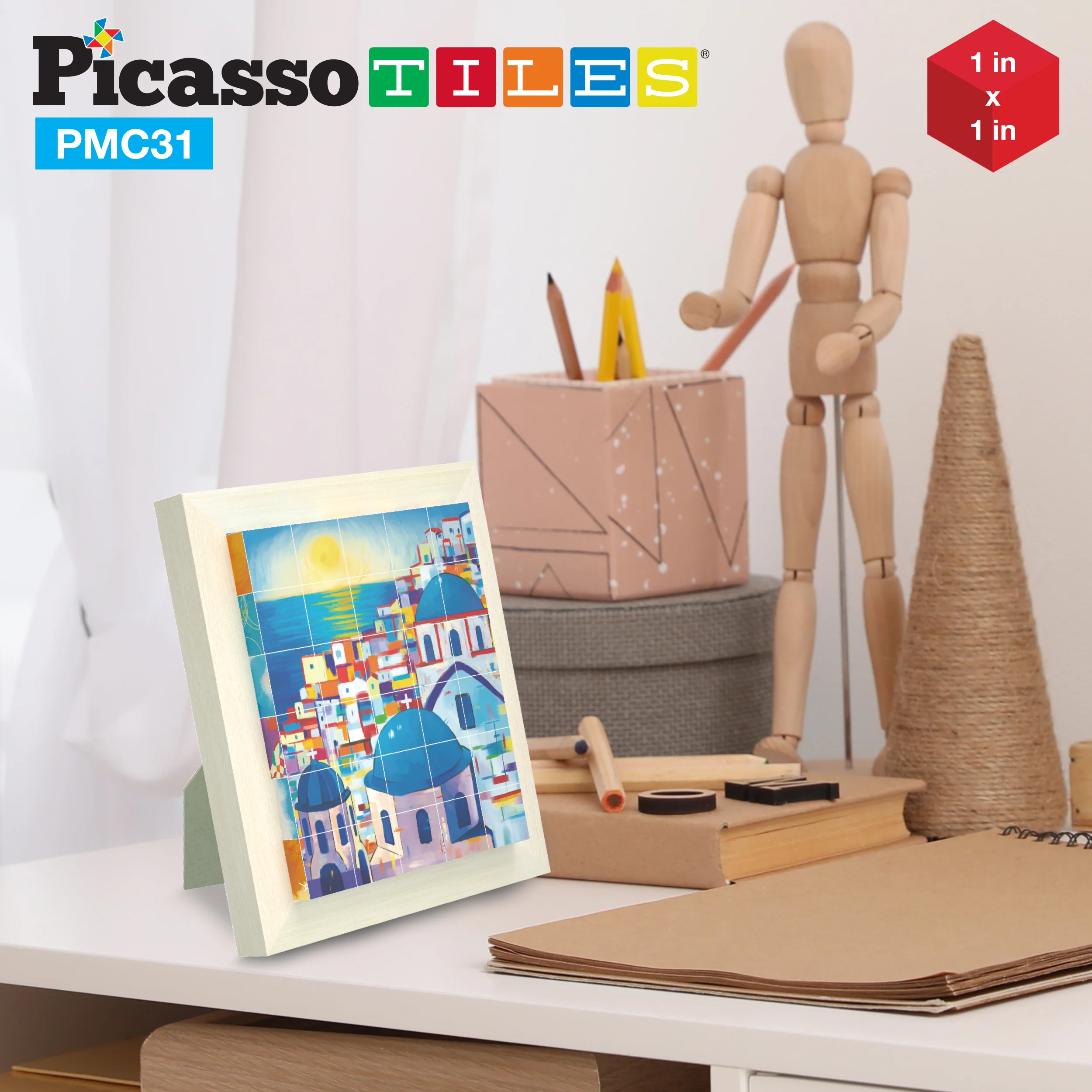 PicassoTiles Magnet Puzzle Cubes Famous Paintings with Free Frame Stand - Image 2