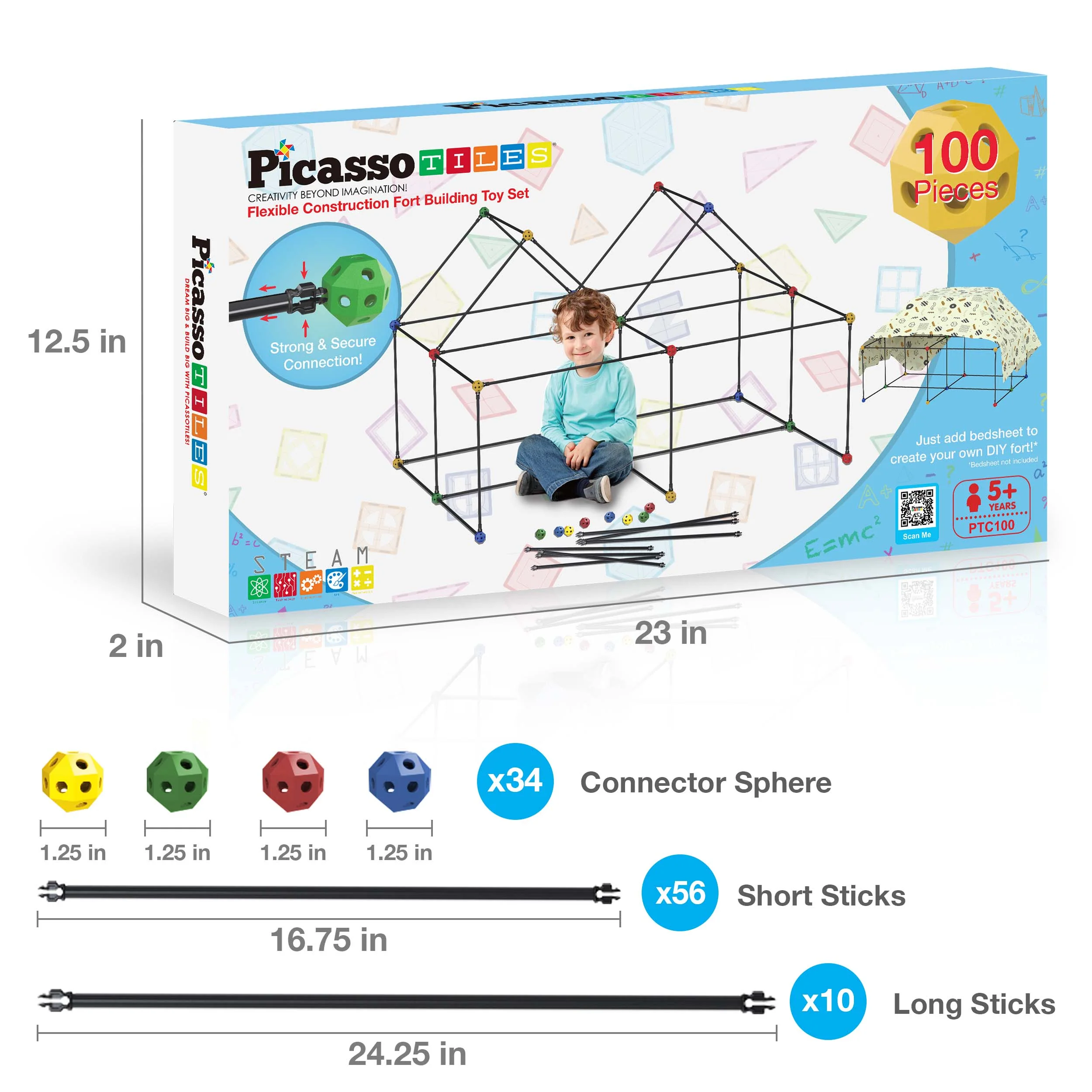 PicassoTiles 100 Piece Fort Building Kit - Image 7