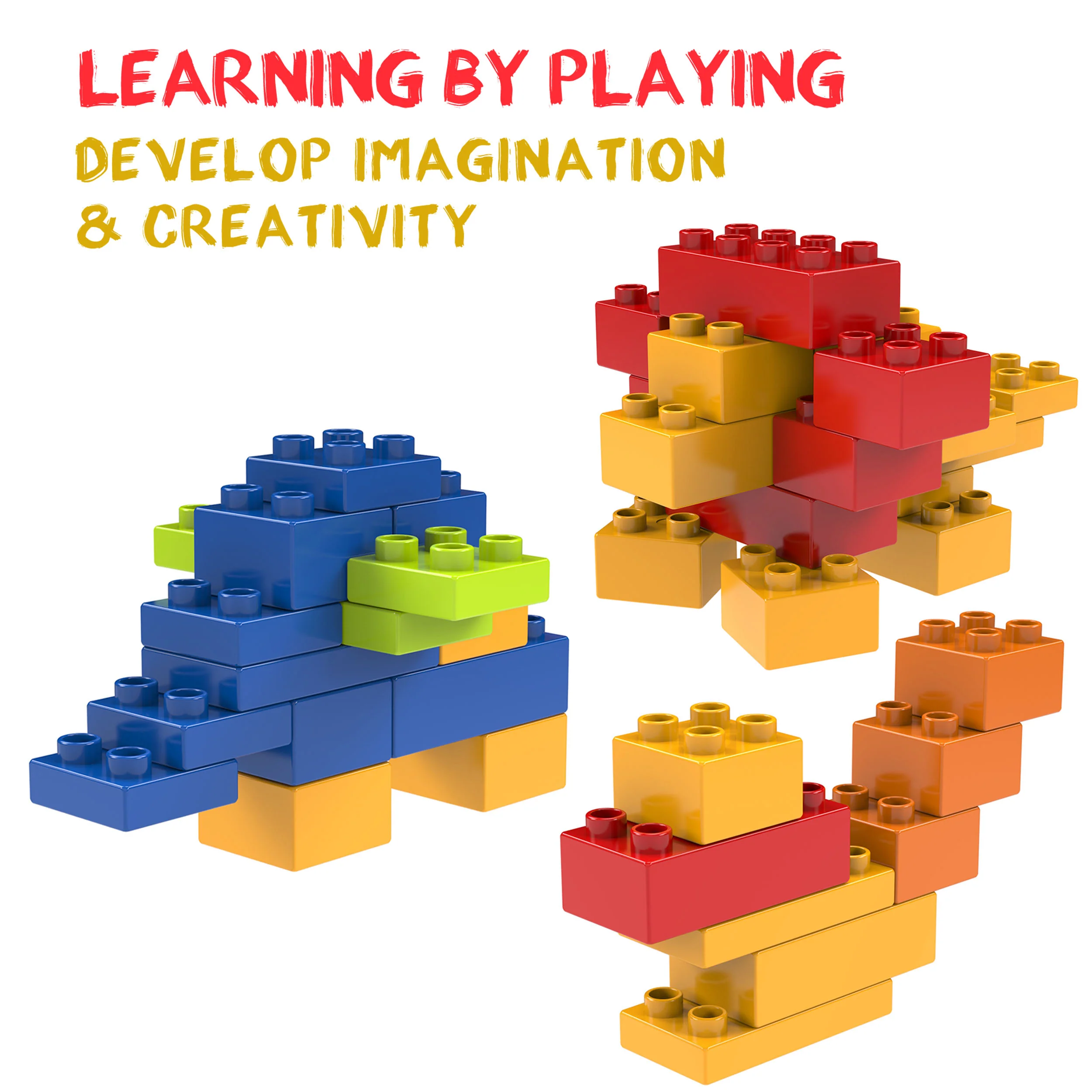 PicassoTiles Large Colorful Brick Building Block 100 Piece Kit - Image 3