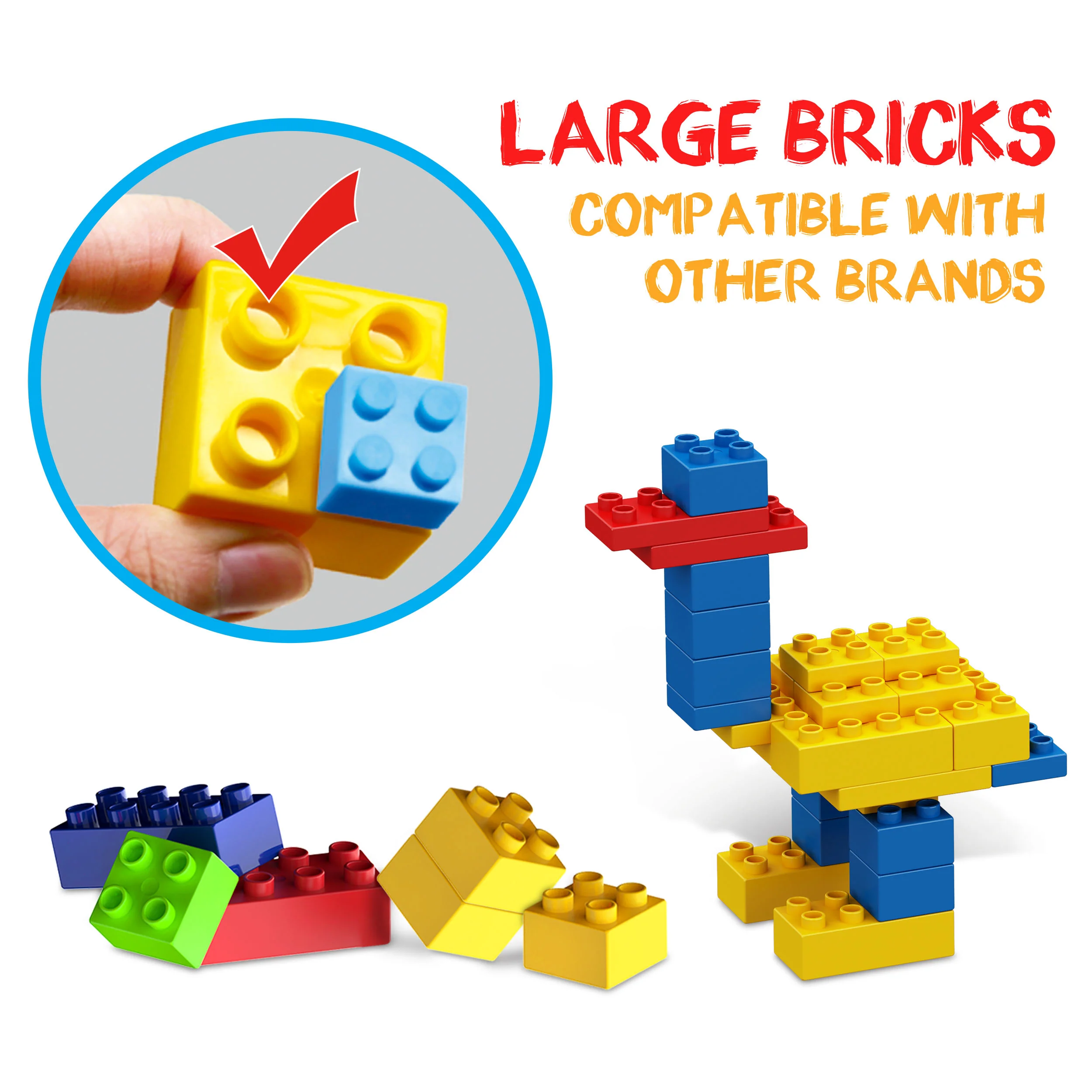 PicassoTiles Large Colorful Brick Building Block 100 Piece Kit - Image 4