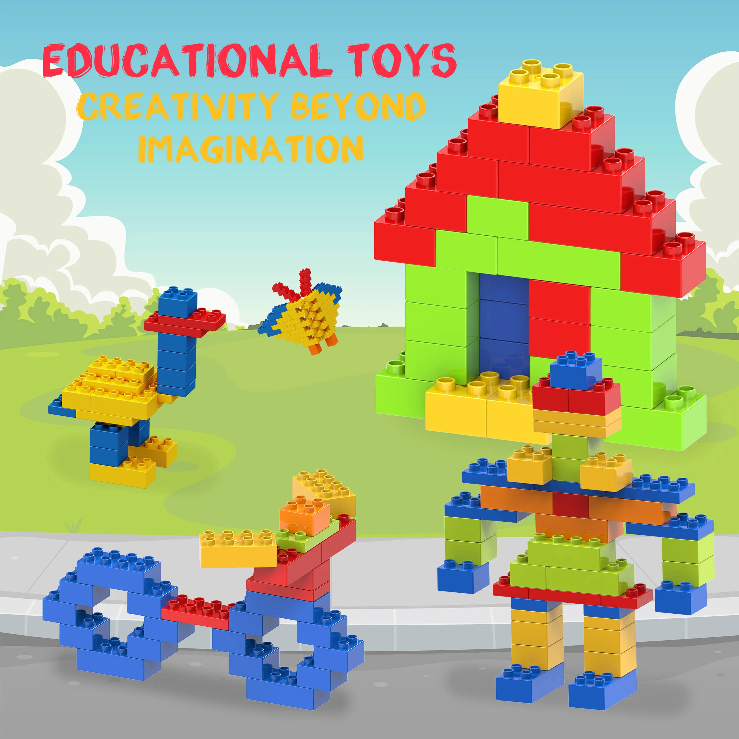 PicassoTiles Large Colorful Brick Building Block 100 Piece Kit - Image 5