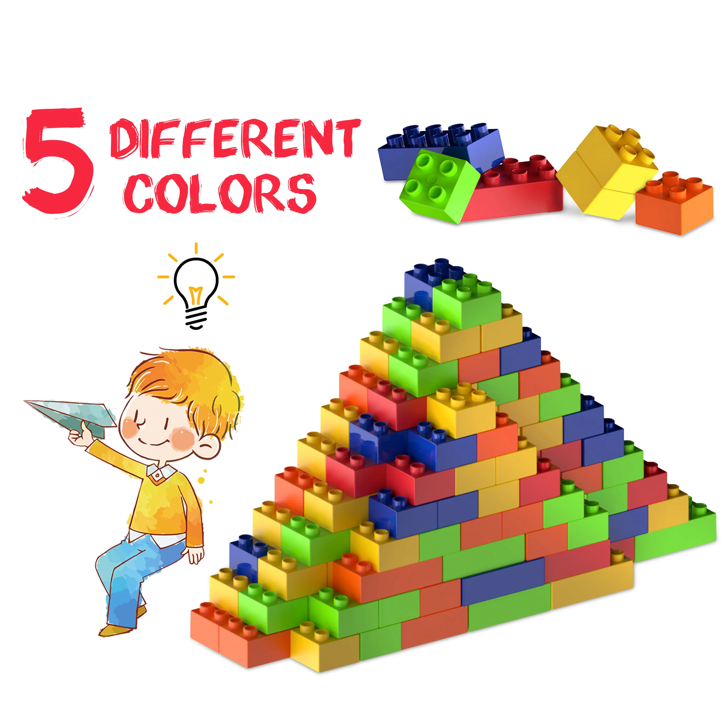 PicassoTiles Large Colorful Brick Building Block 100 Piece Kit - Image 8