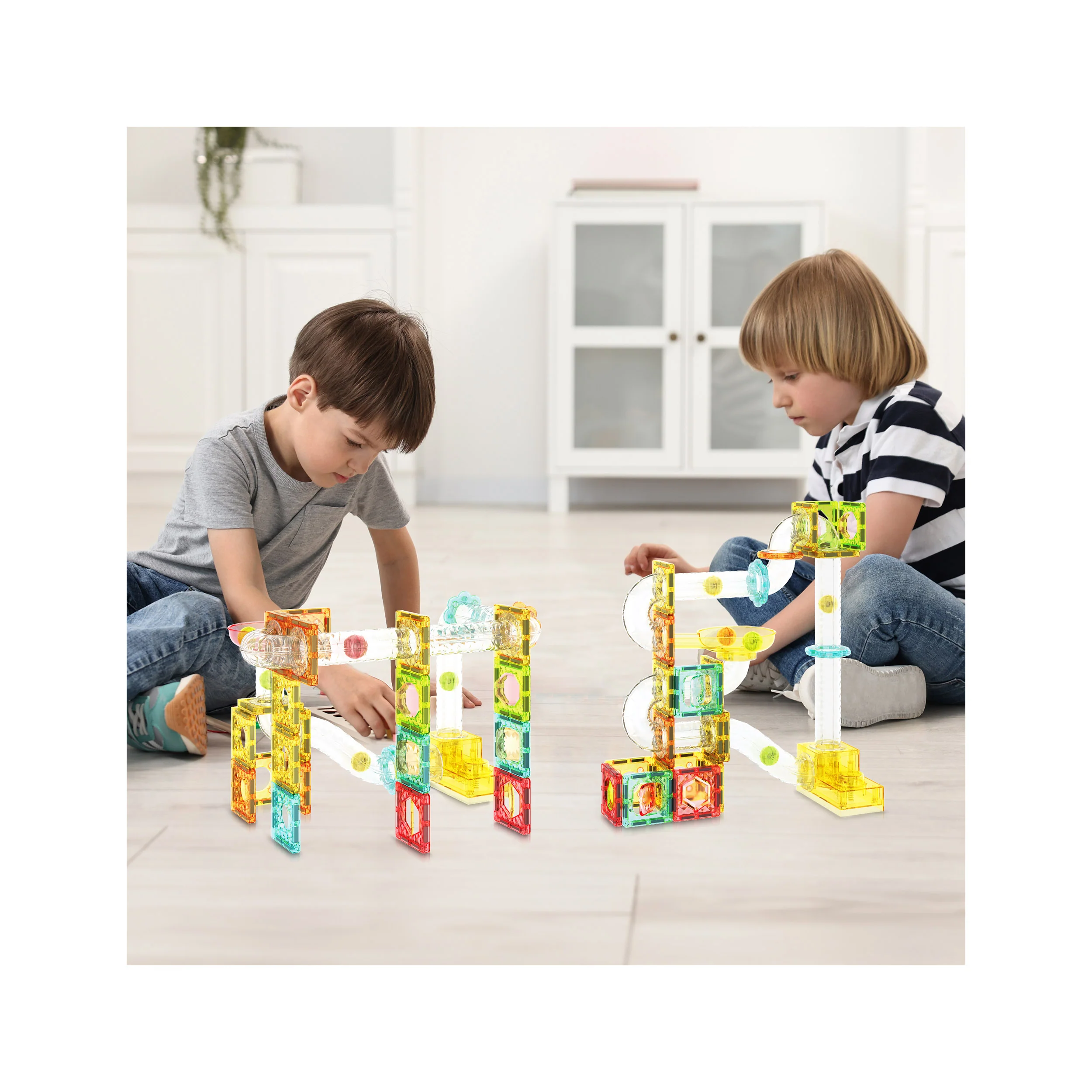 PicassoTiles 100pc Mini Magnetic Tile Marble Run Set - Image 2