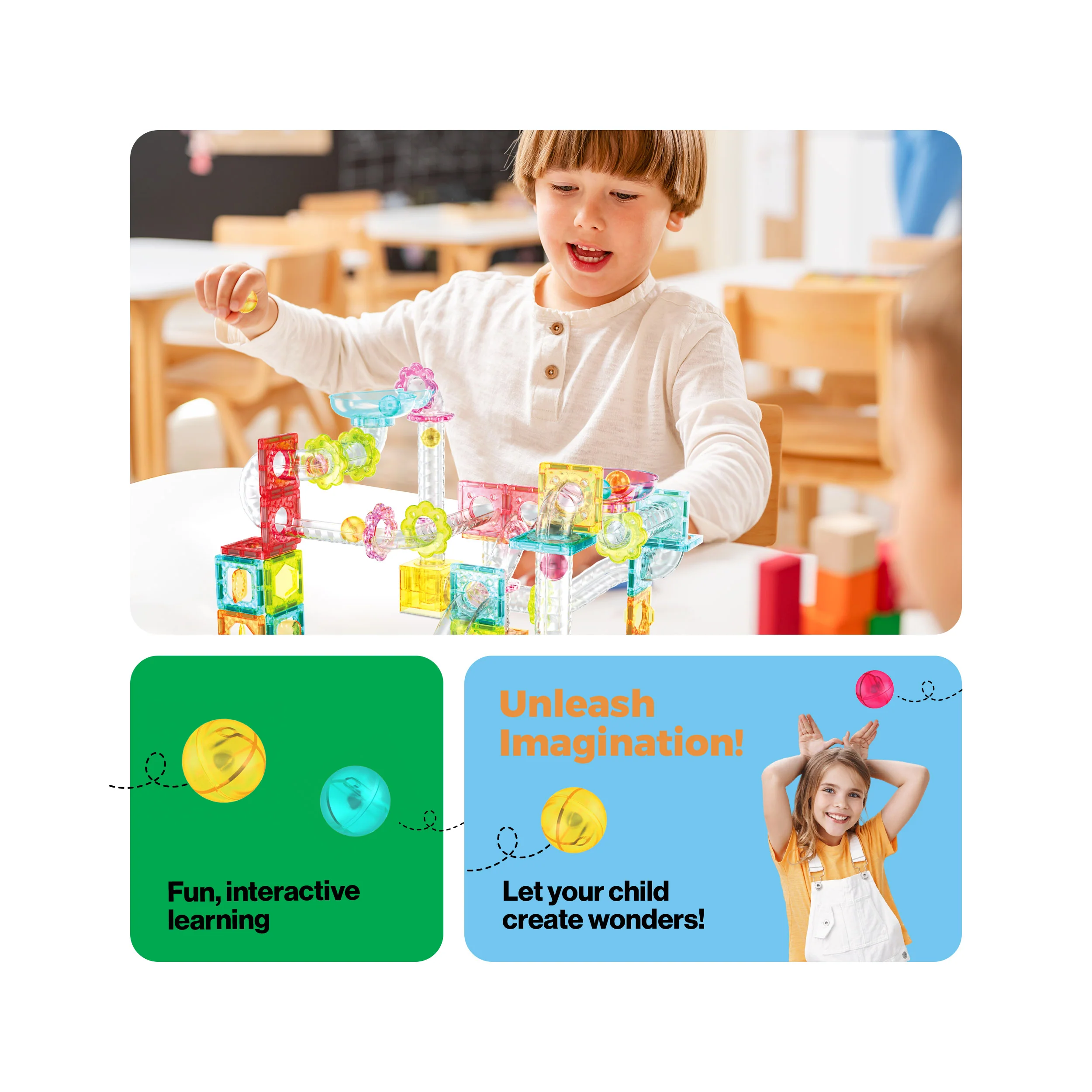 PicassoTiles 100pc Mini Magnetic Tile Marble Run Set - Image 5
