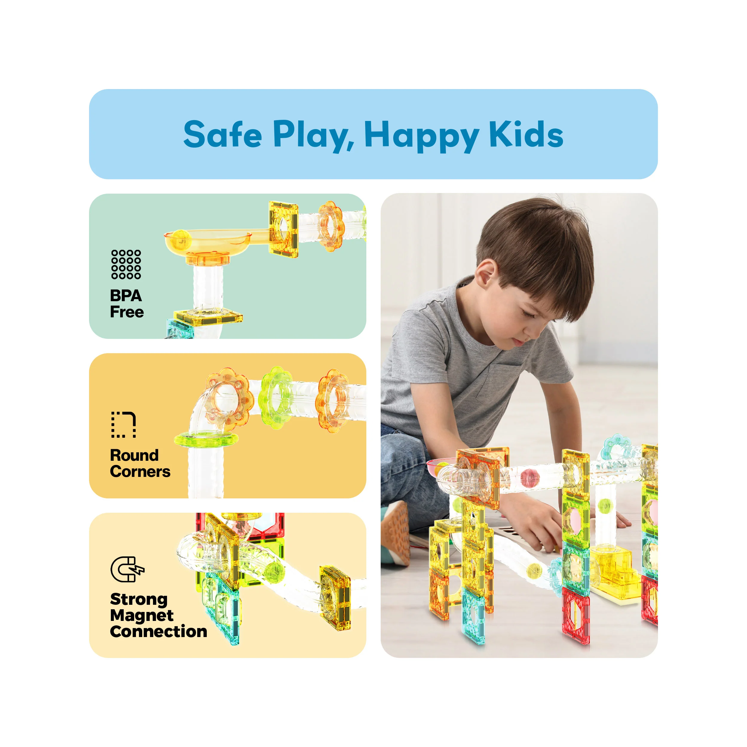 PicassoTiles 100pc Mini Magnetic Tile Marble Run Set - Image 6