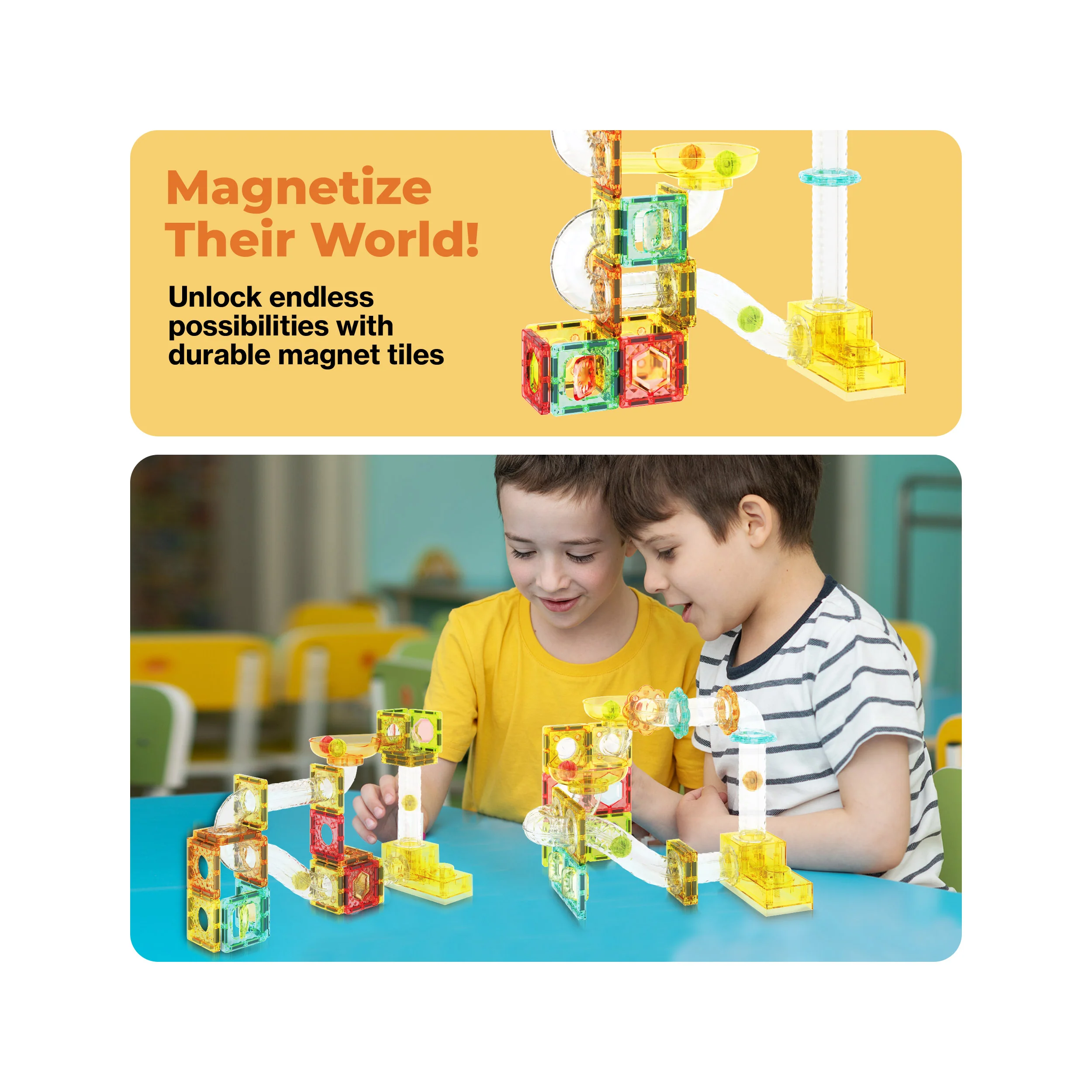 PicassoTiles 100pc Mini Magnetic Tile Marble Run Set - Image 7