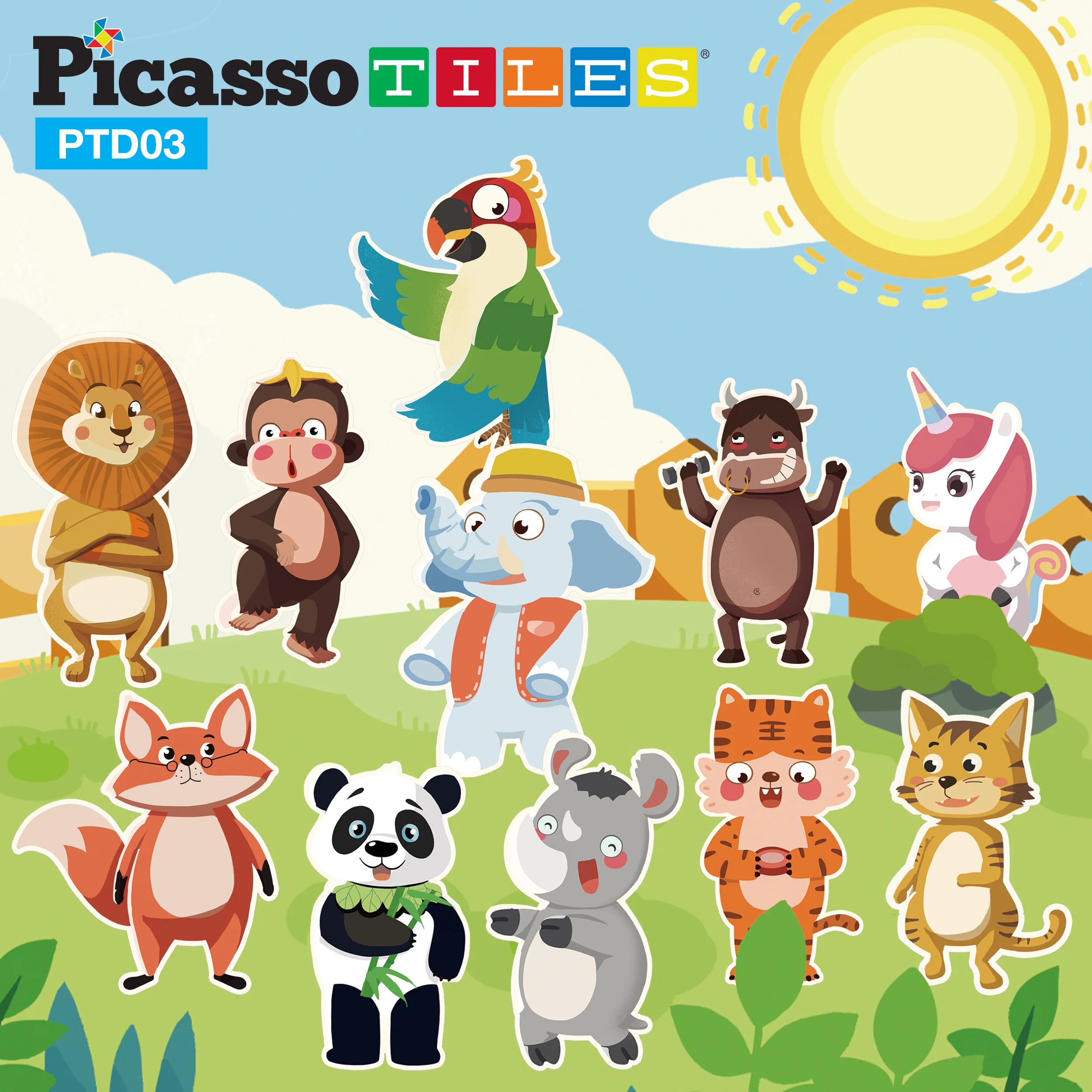 Picassotiles 112 Piece Magnetic Mix and Match Animal Drawing Board Set - Image 3