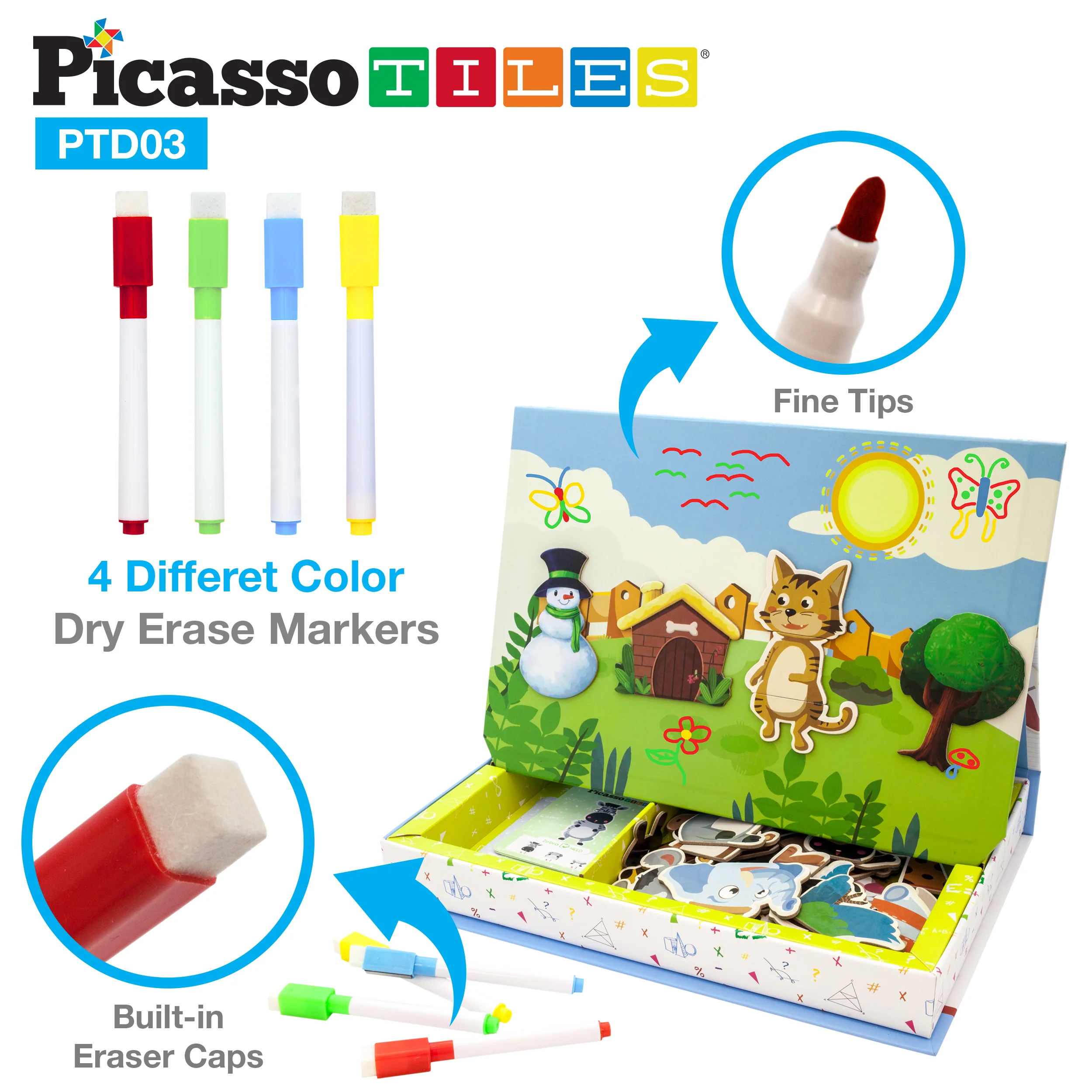 Picassotiles 112 Piece Magnetic Mix and Match Animal Drawing Board Set - Image 8
