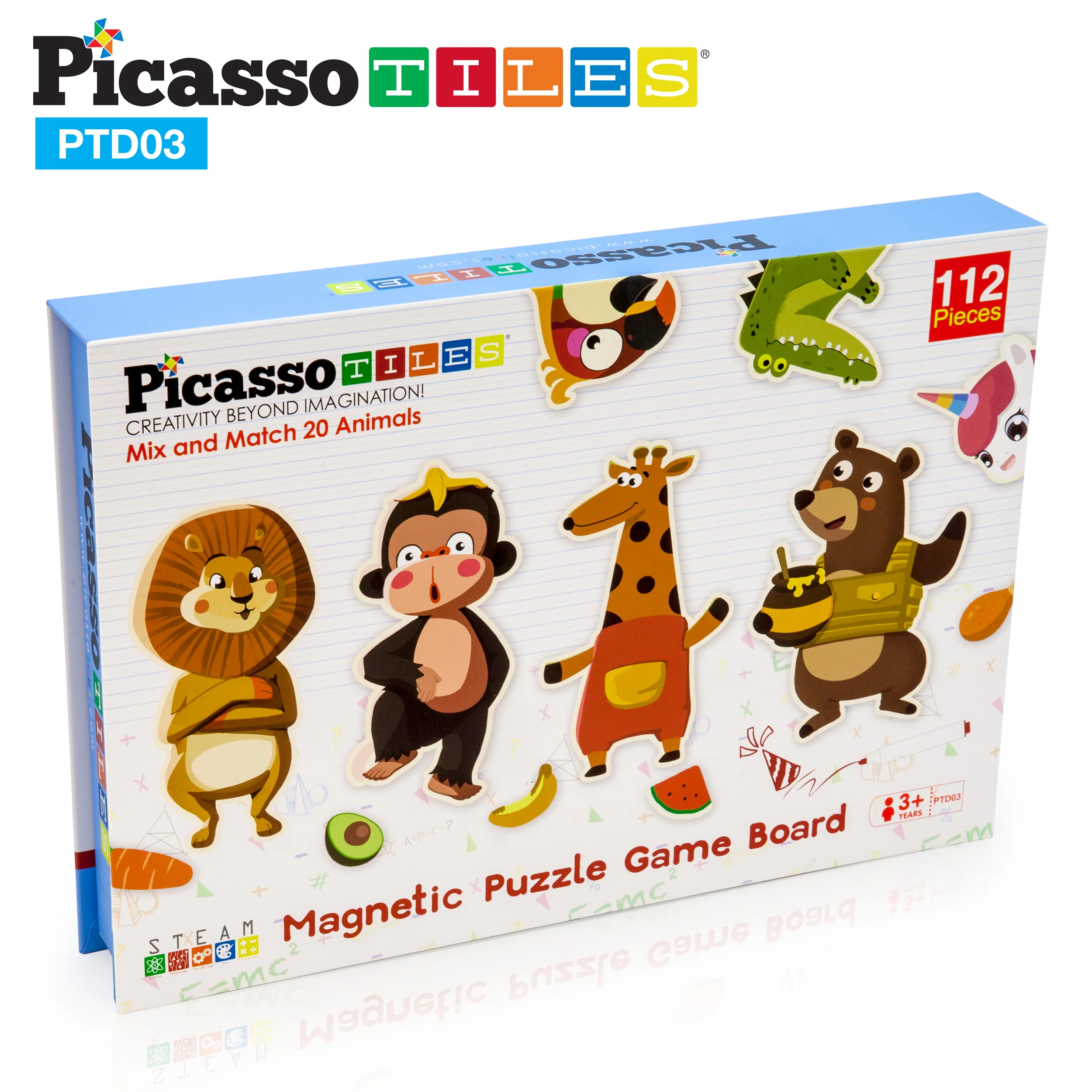 Picassotiles 112 Piece Magnetic Mix and Match Animal Drawing Board Set - Image 9