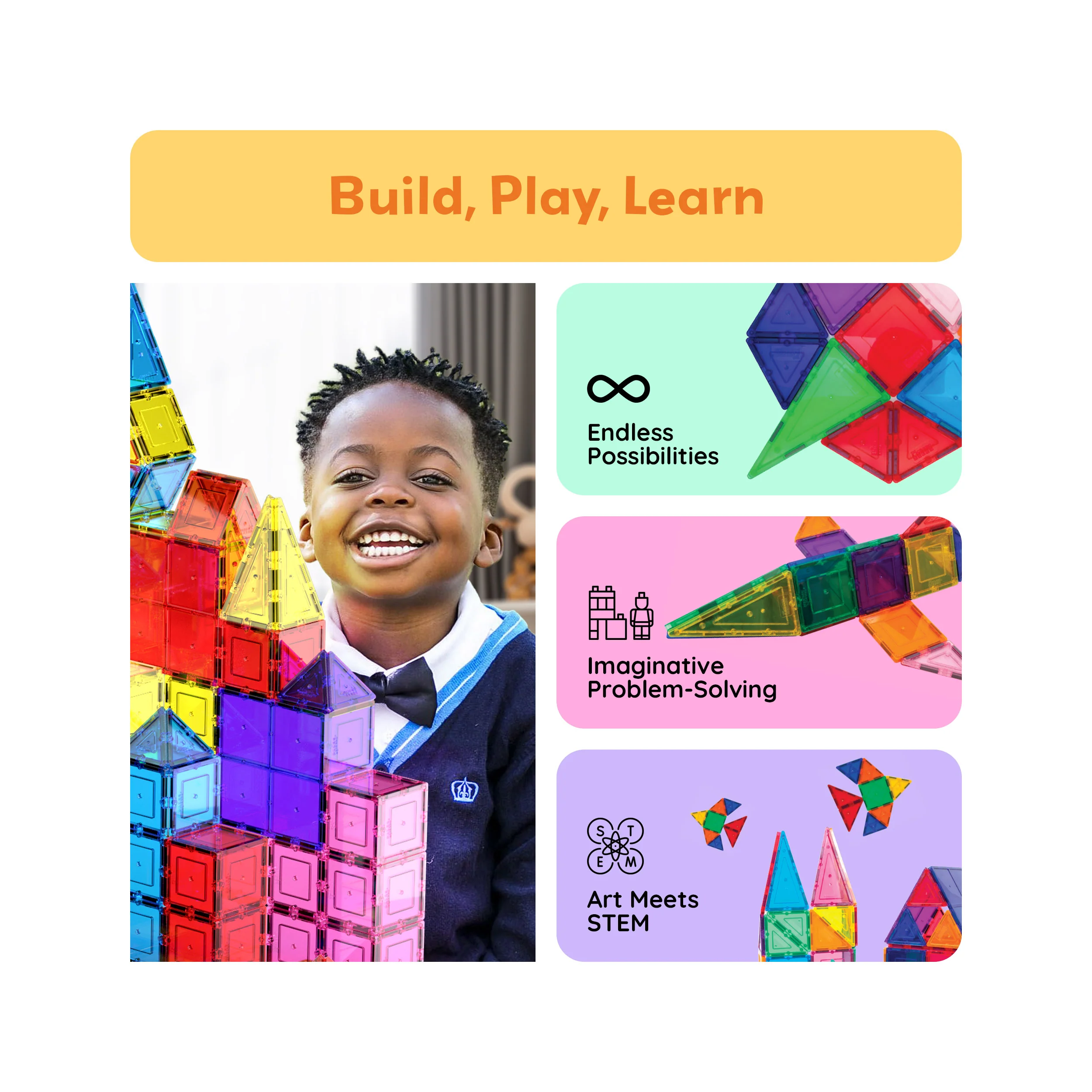 PicassoTiles Classic Starter Set Magnetic Tile Building Toy (100 Pieces) - Image 4