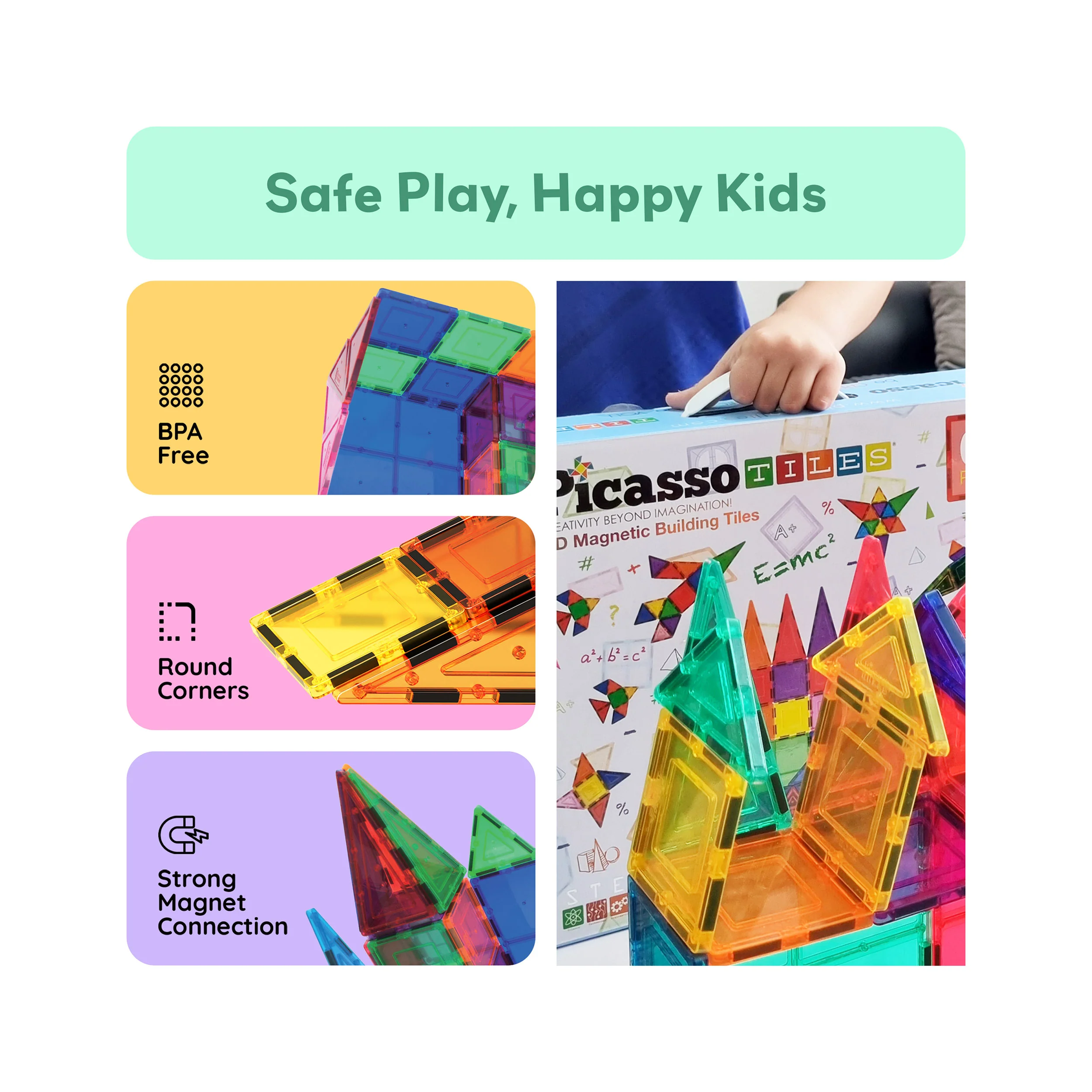 PicassoTiles Classic Starter Set Magnetic Tile Building Toy (100 Pieces) - Image 6