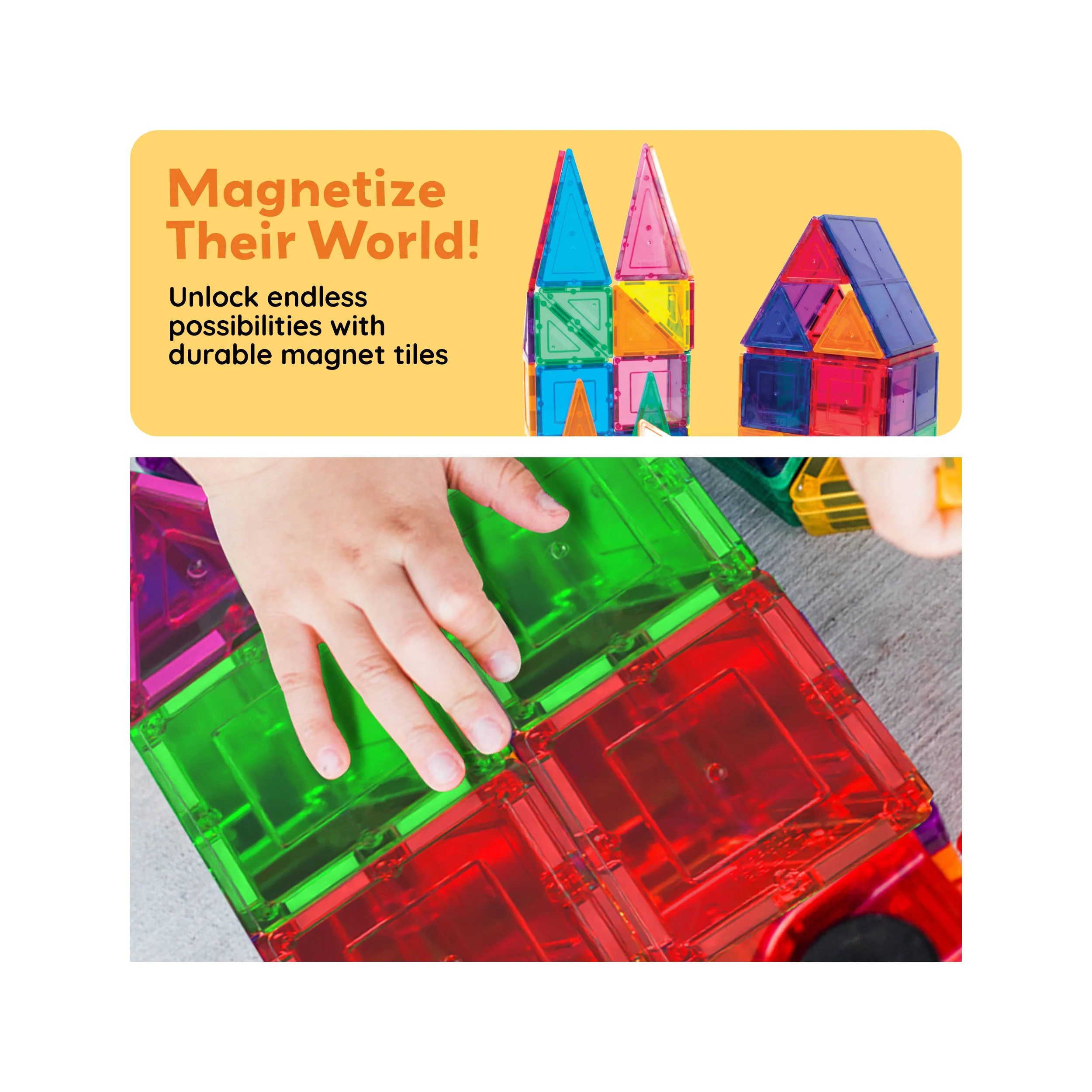 PicassoTiles Classic Starter Set Magnetic Tile Building Toy (100 Pieces) - Image 7