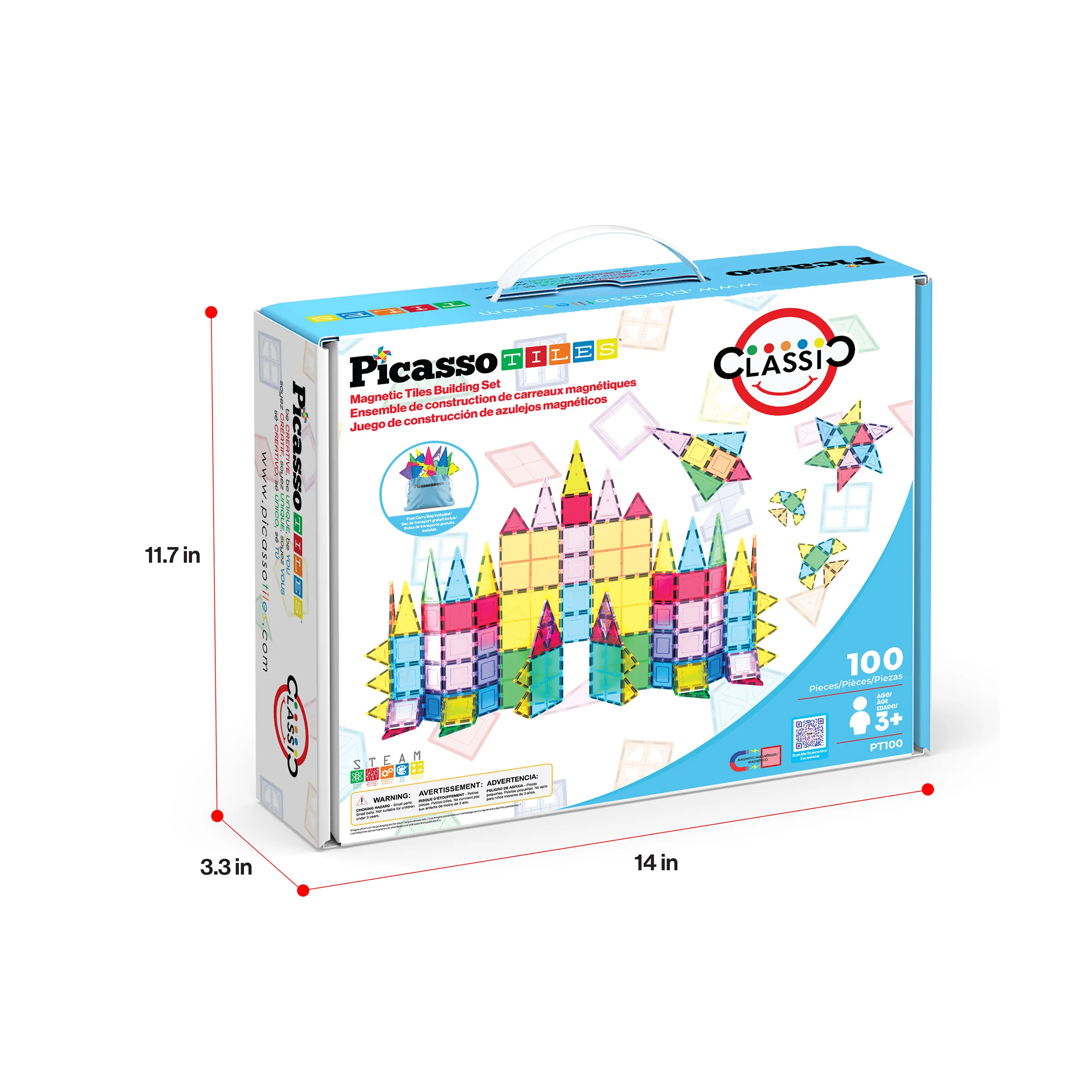 PicassoTiles Classic Starter Set Magnetic Tile Building Toy (100 Pieces) - Image 9