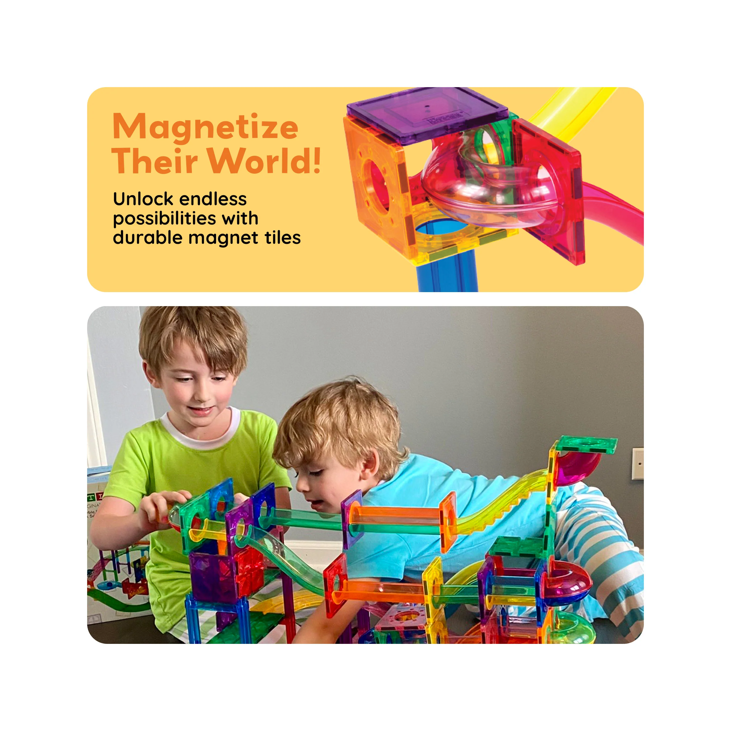 PicassoTiles Magnetic Tile Marble Run Building Set (100 Pieces) - Image 5