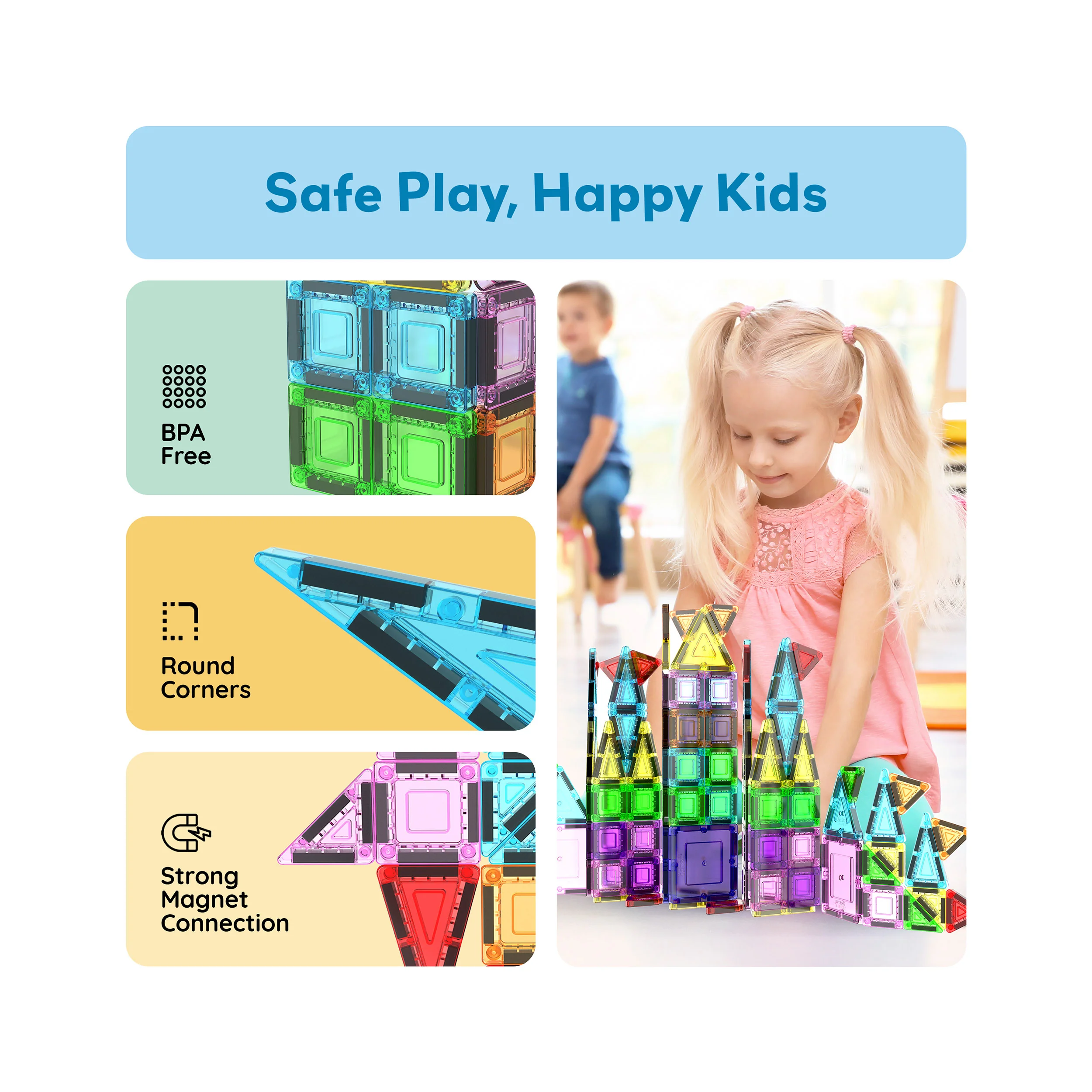 PicassoTiles 100pc Nano Magnetic Building Tiles Construction Travel Set - Image 6