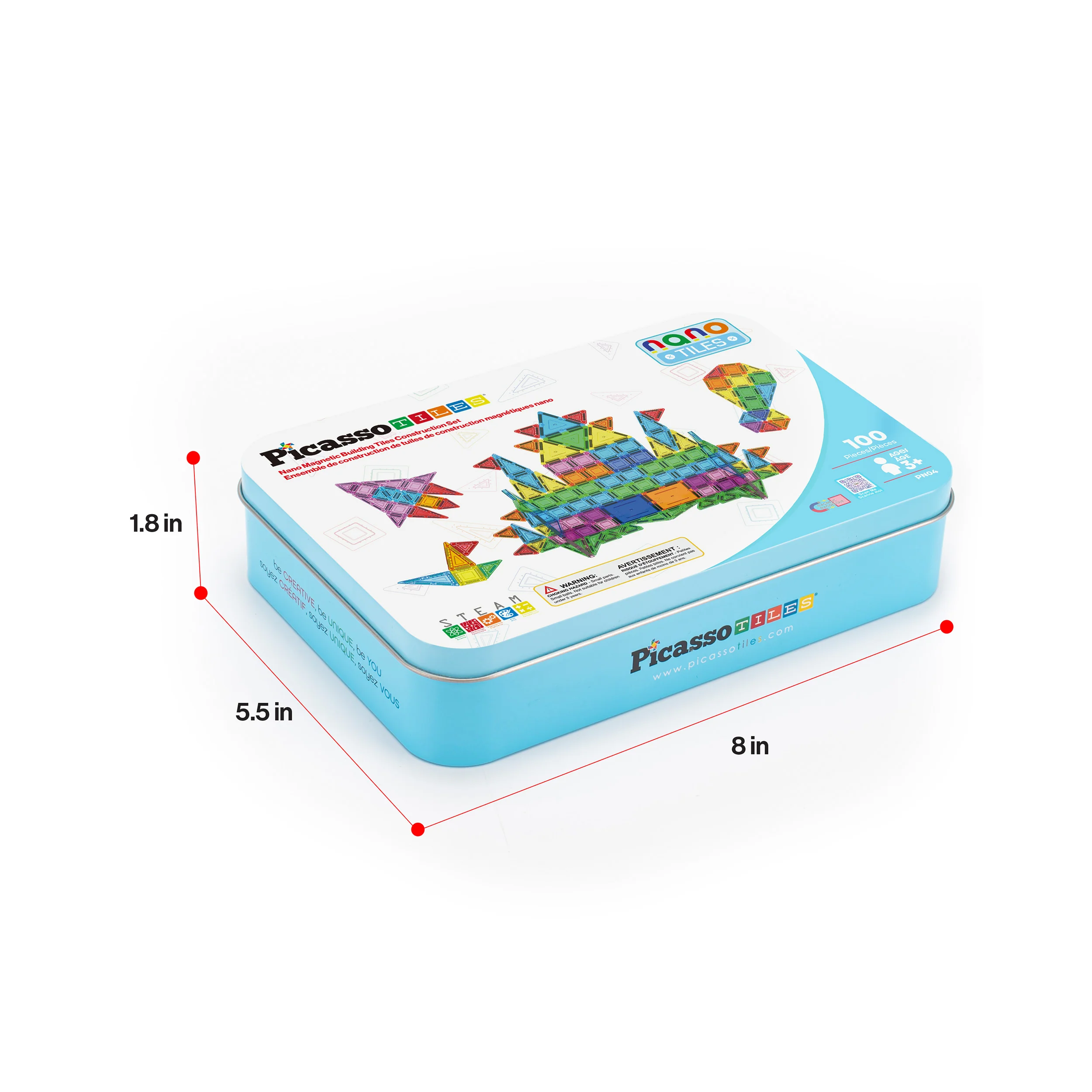 PicassoTiles 100pc Nano Magnetic Building Tiles Construction Travel Set - Image 9