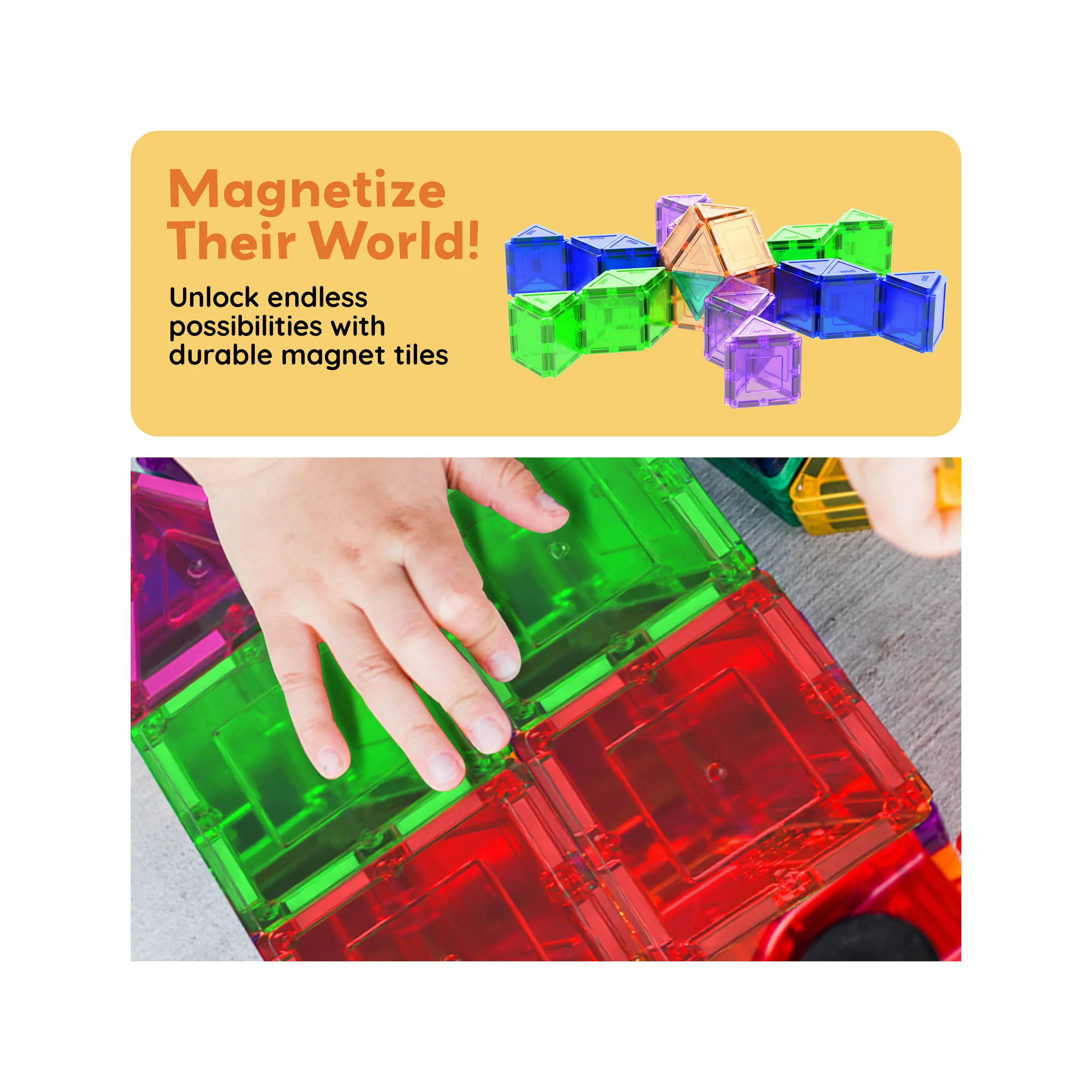 PicassoTiles 101pc Magnetic Tile Classic Building Blocks - Image 7