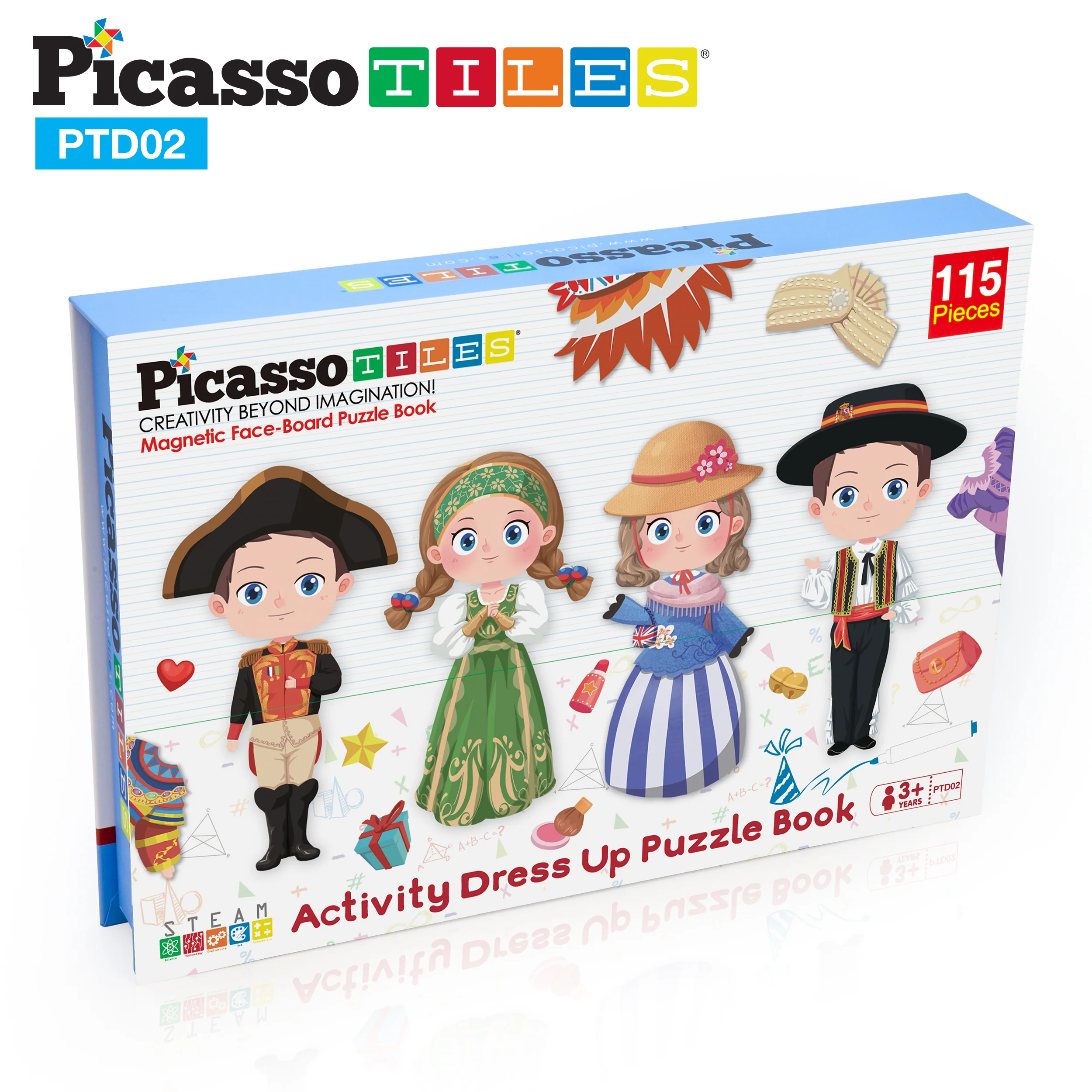 PicassoTiles 115pc Kids Magnetic Face-Board Dress Up Puzzle Book - Image 10