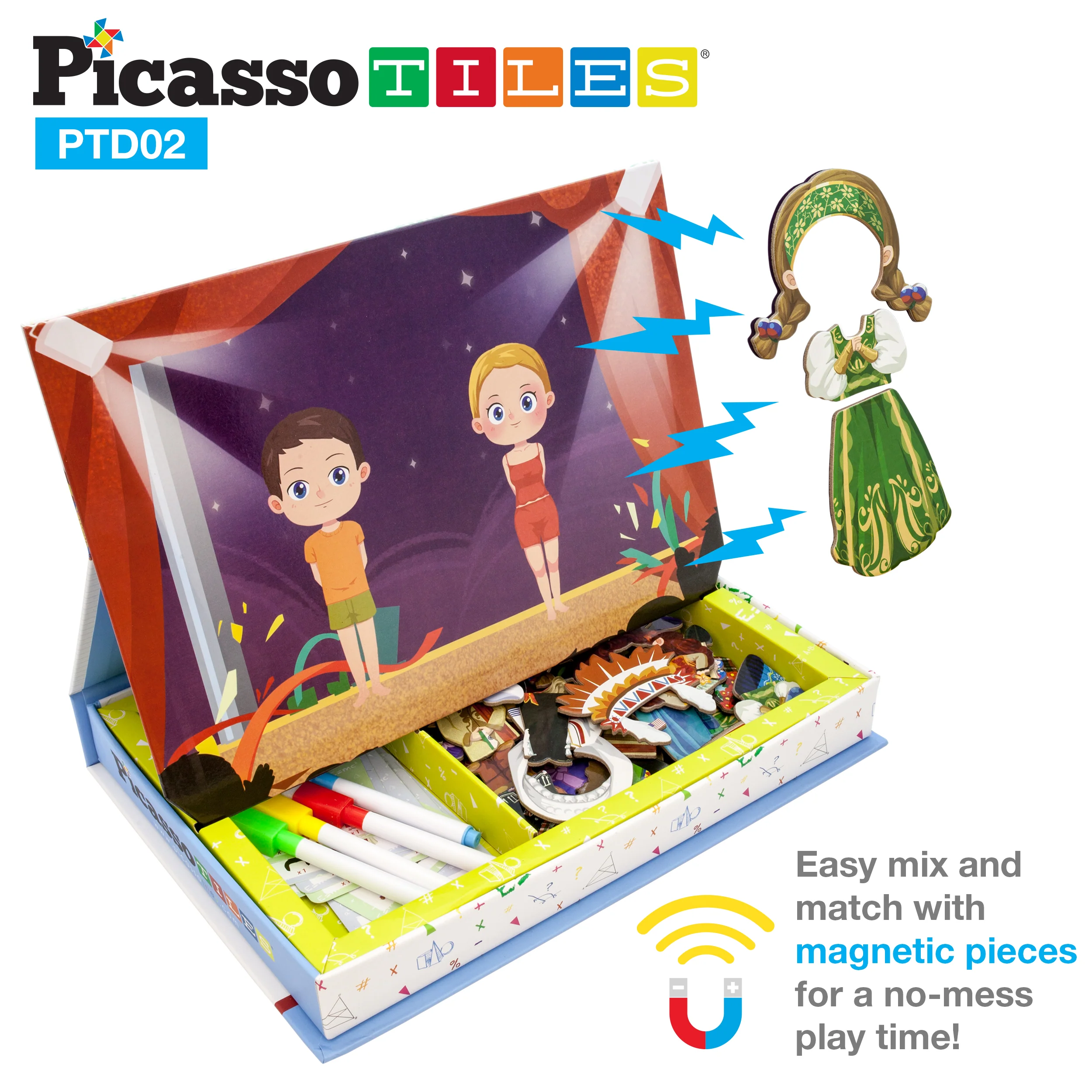 PicassoTiles 115pc Kids Magnetic Face-Board Dress Up Puzzle Book - Image 8