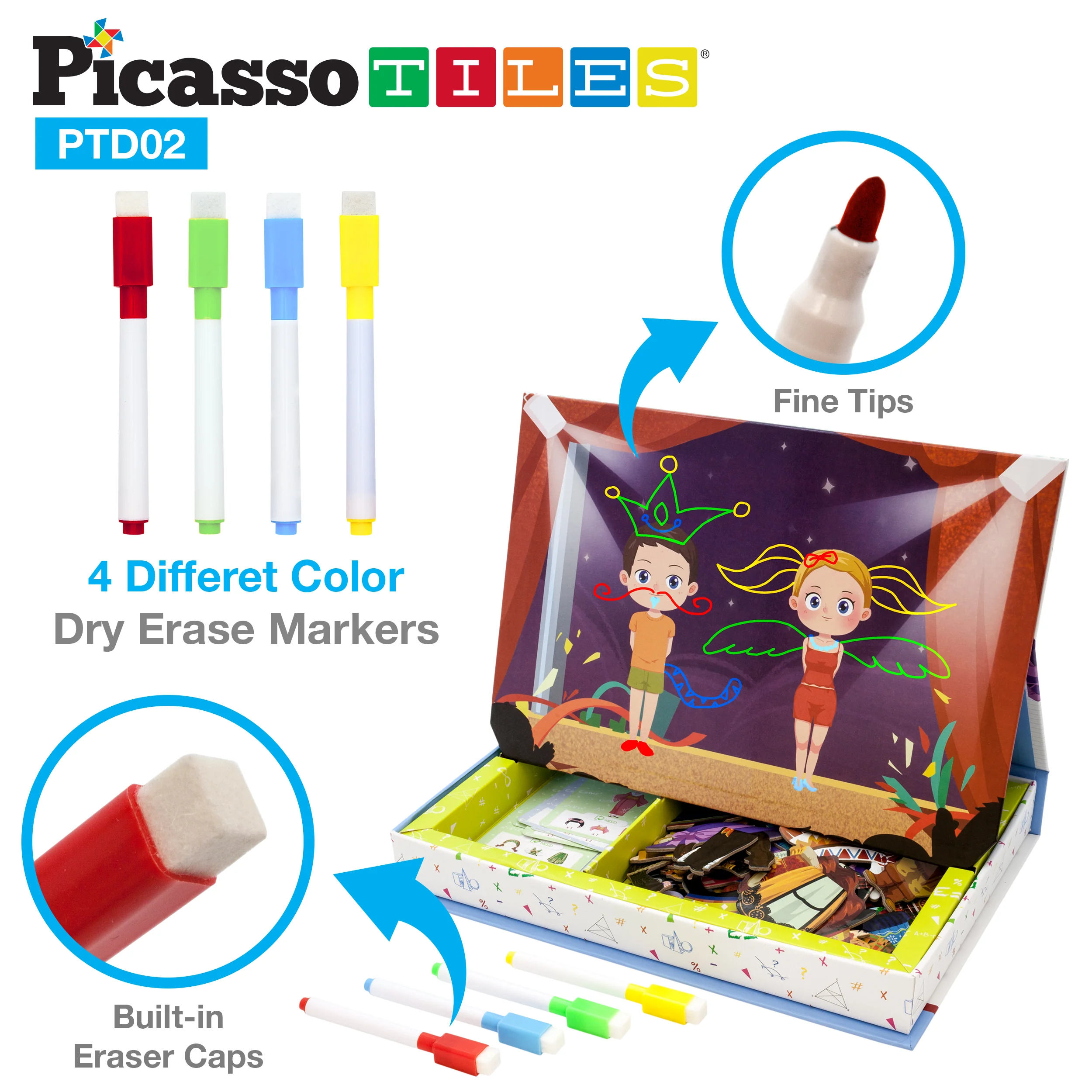 PicassoTiles 115pc Kids Magnetic Face-Board Dress Up Puzzle Book - Image 9