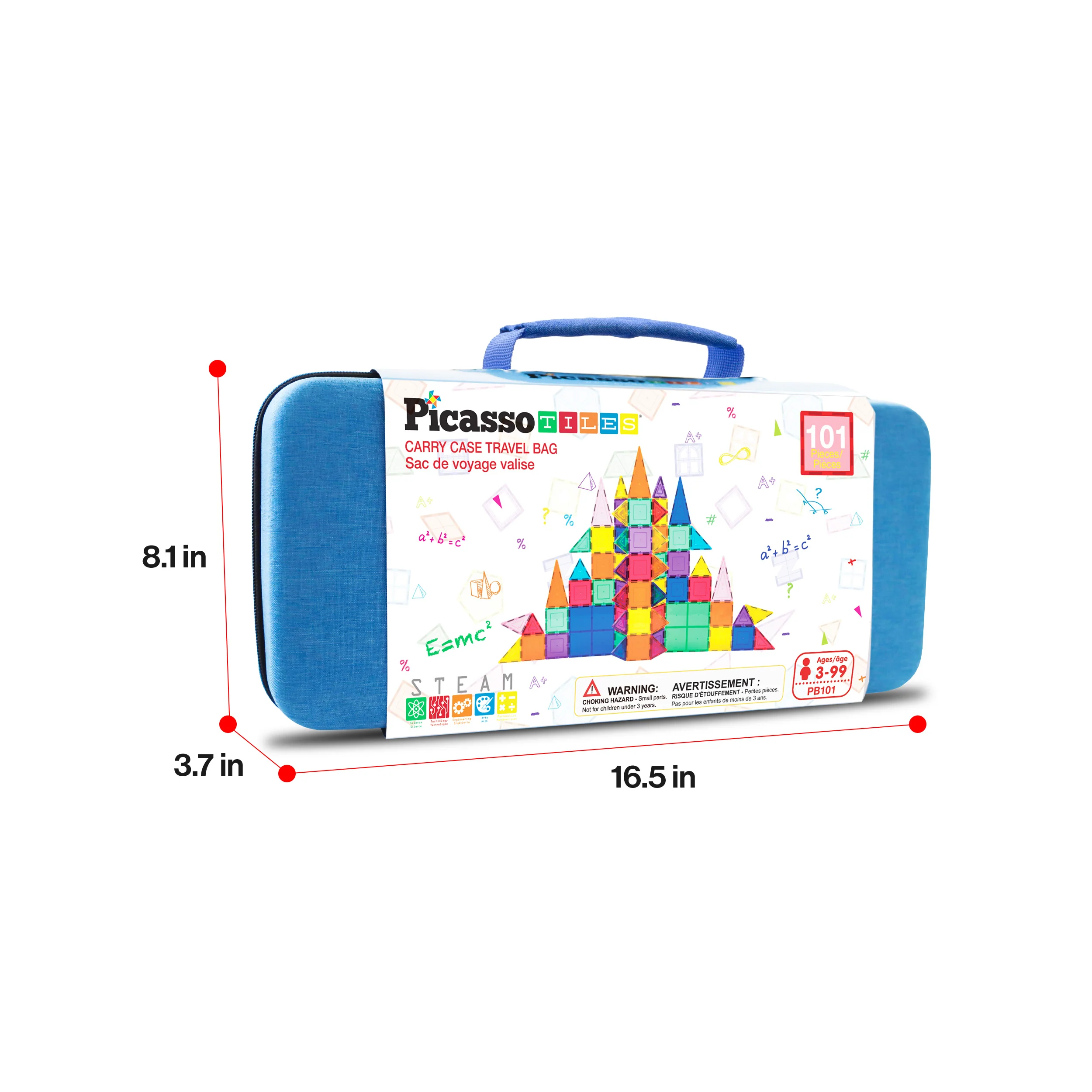 PicassoTiles Magnetic Tile Set with Carry Case (101 Pieces) - Image 9