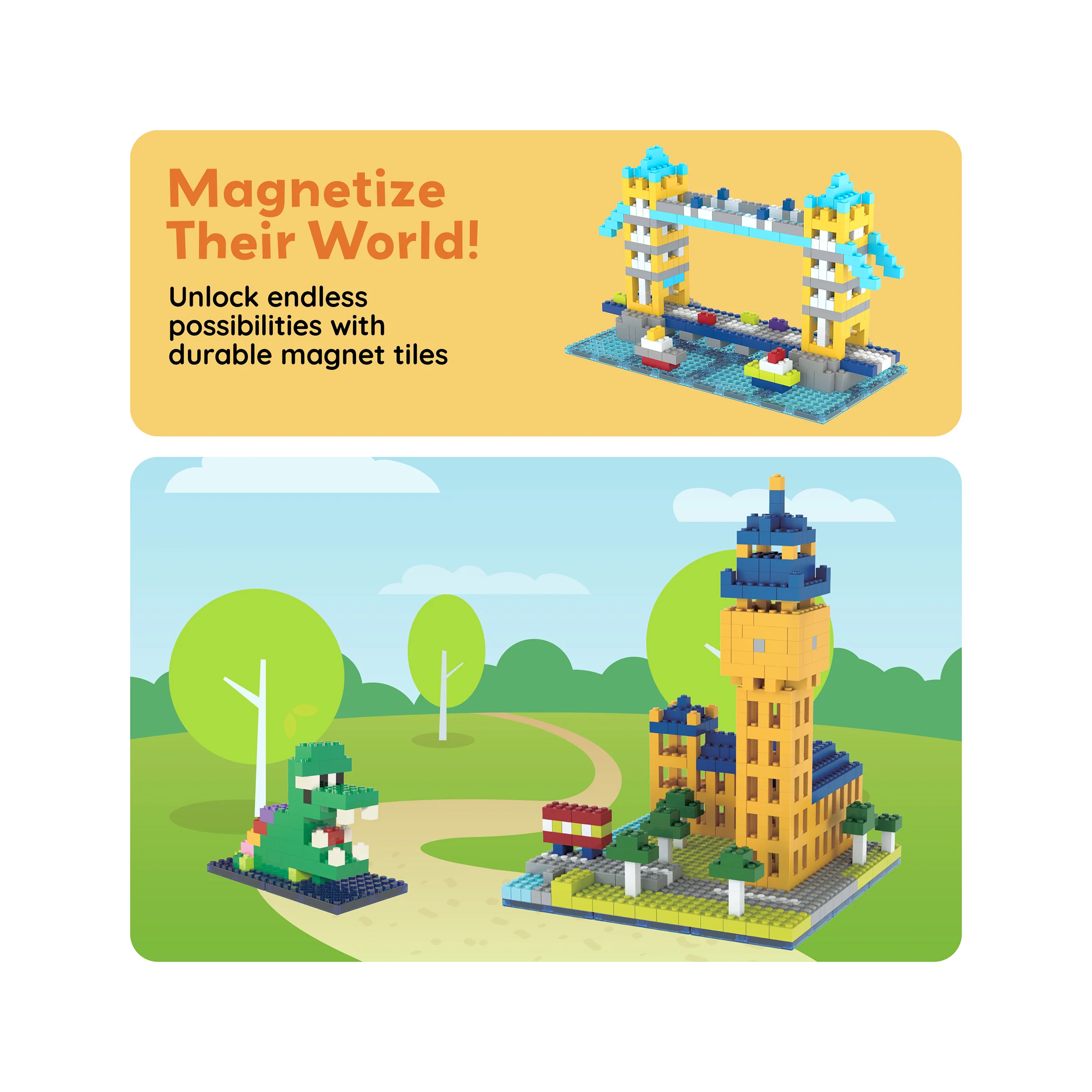 PicassoTiles 1016pc Magnetic Brick and Tiles Combo Set - Image 7