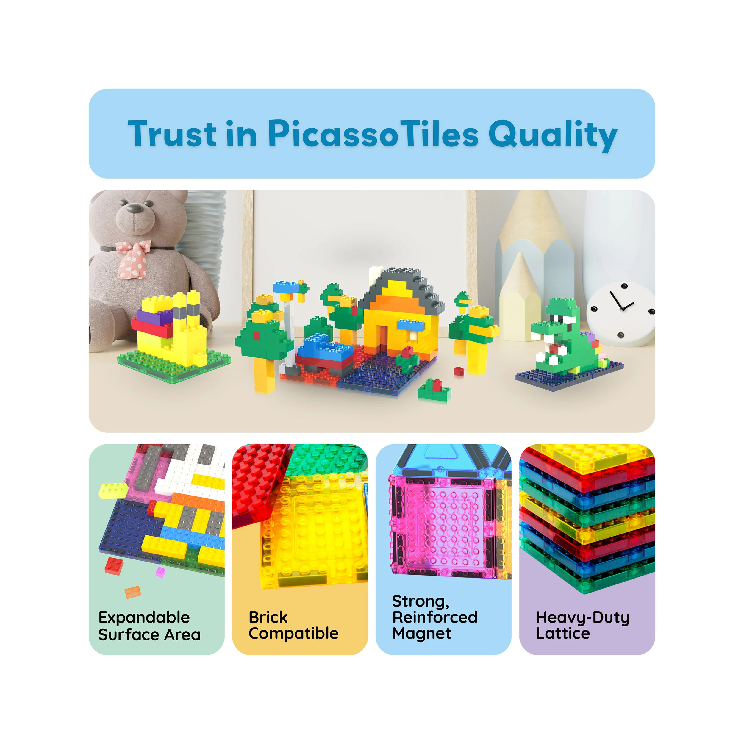 PicassoTiles 1016pc Magnetic Brick and Tiles Combo Set - Image 8