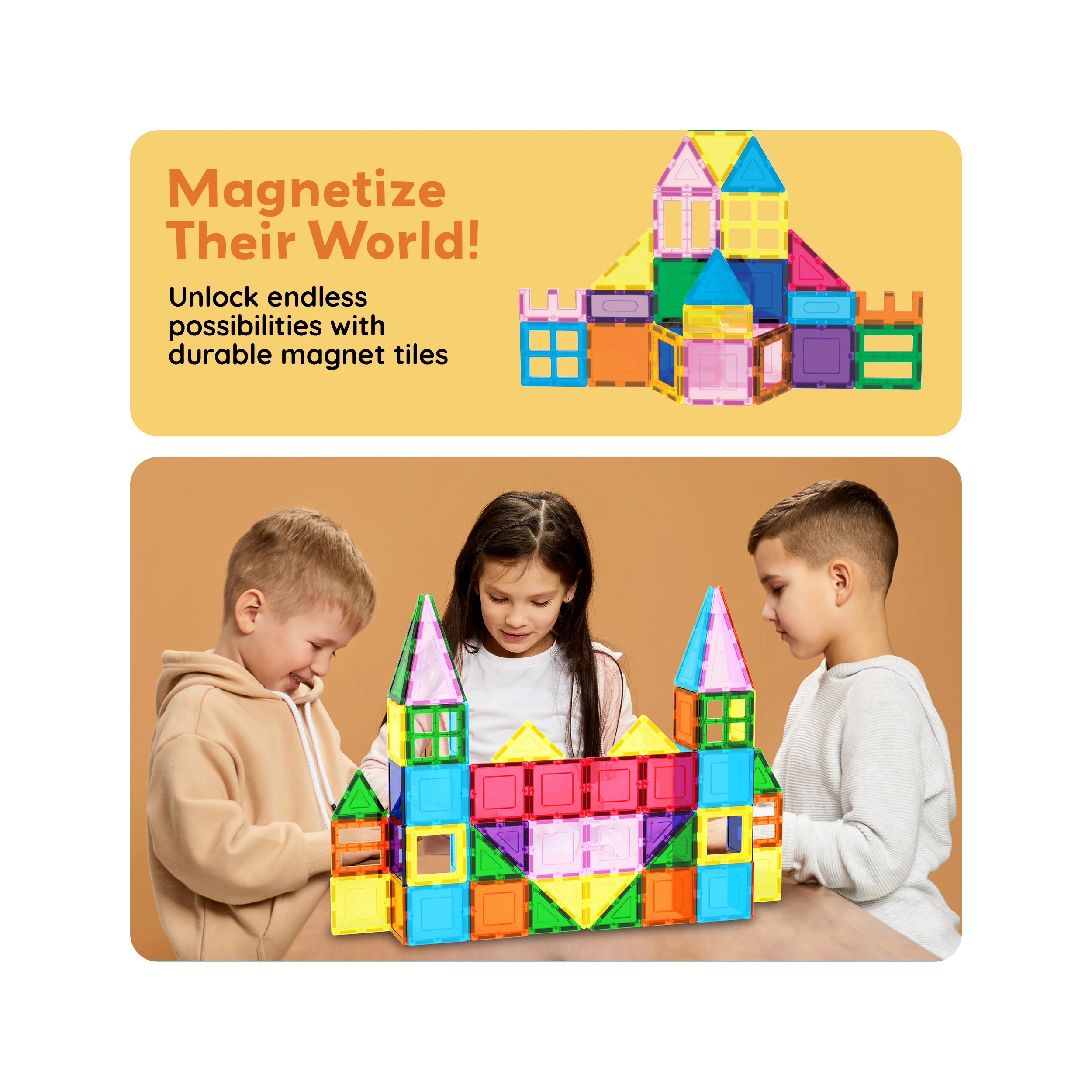 PicassoTiles Magnetic Tile Building Blocks Set with Car Base (101 Pieces) - Image 7