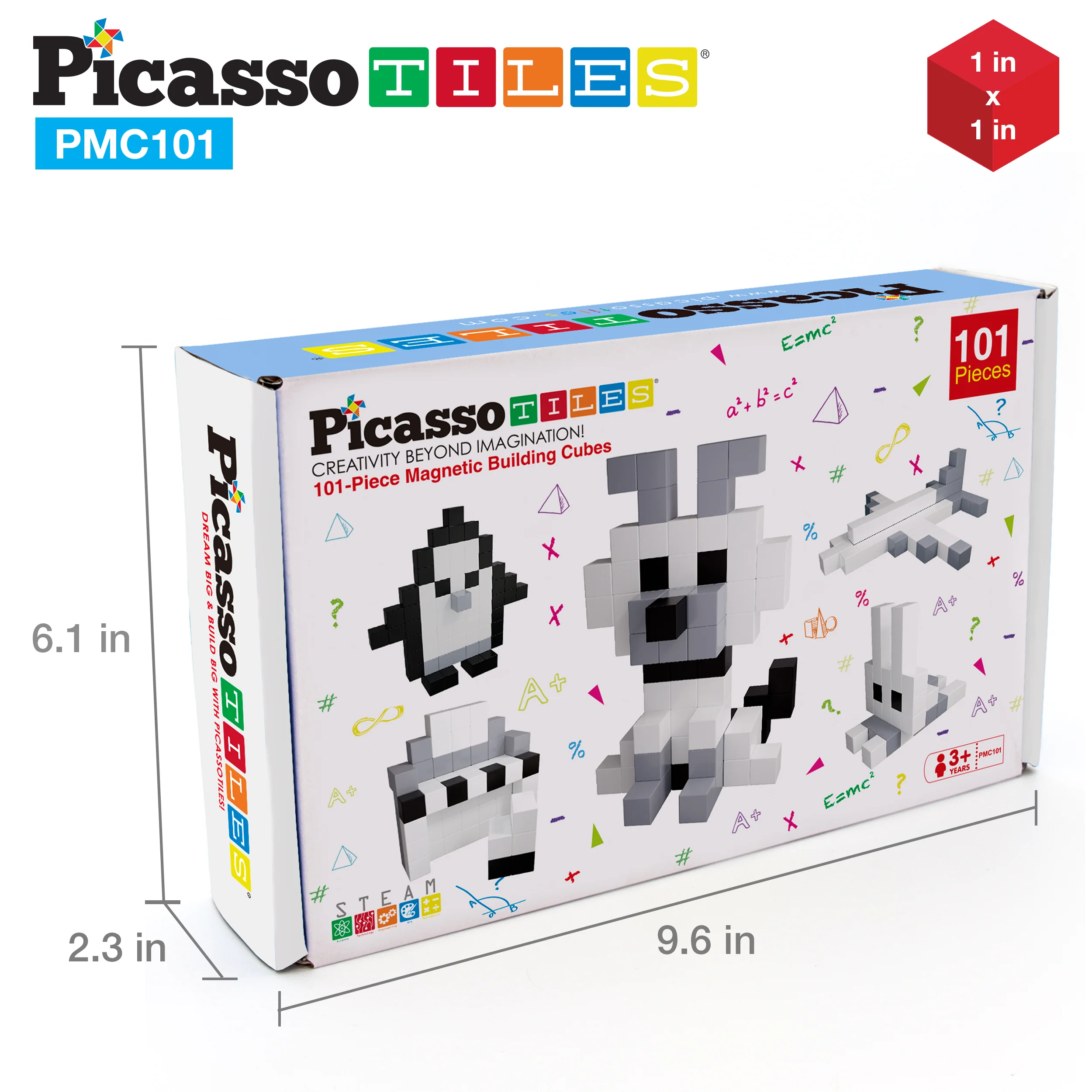PicassoTiles 101pcs Magnetic Puzzle Cube Set - Black and White - Image 7
