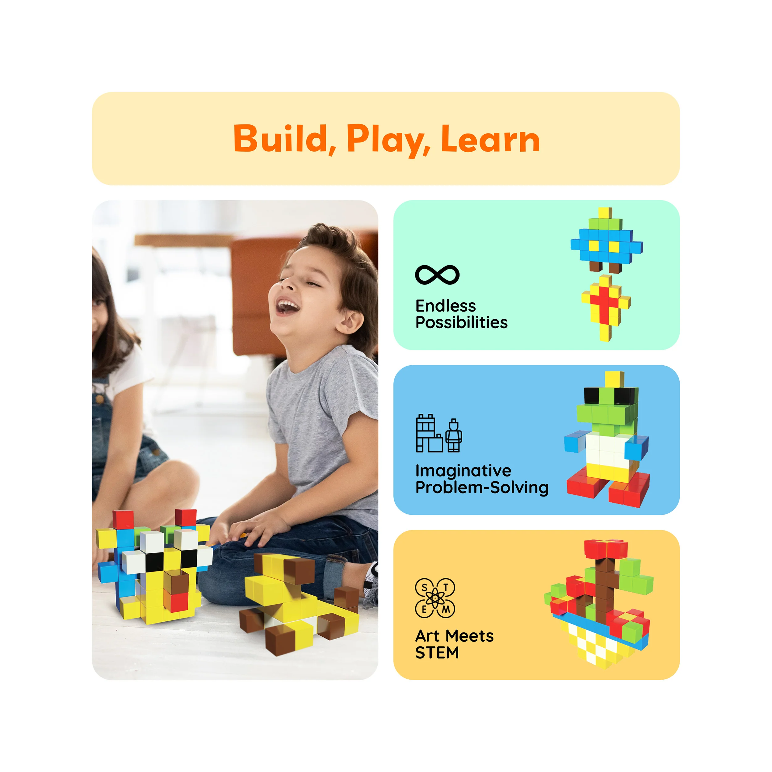 PicassoTiles 102pc Mini Pixel Puzzle Cube Set - Image 4