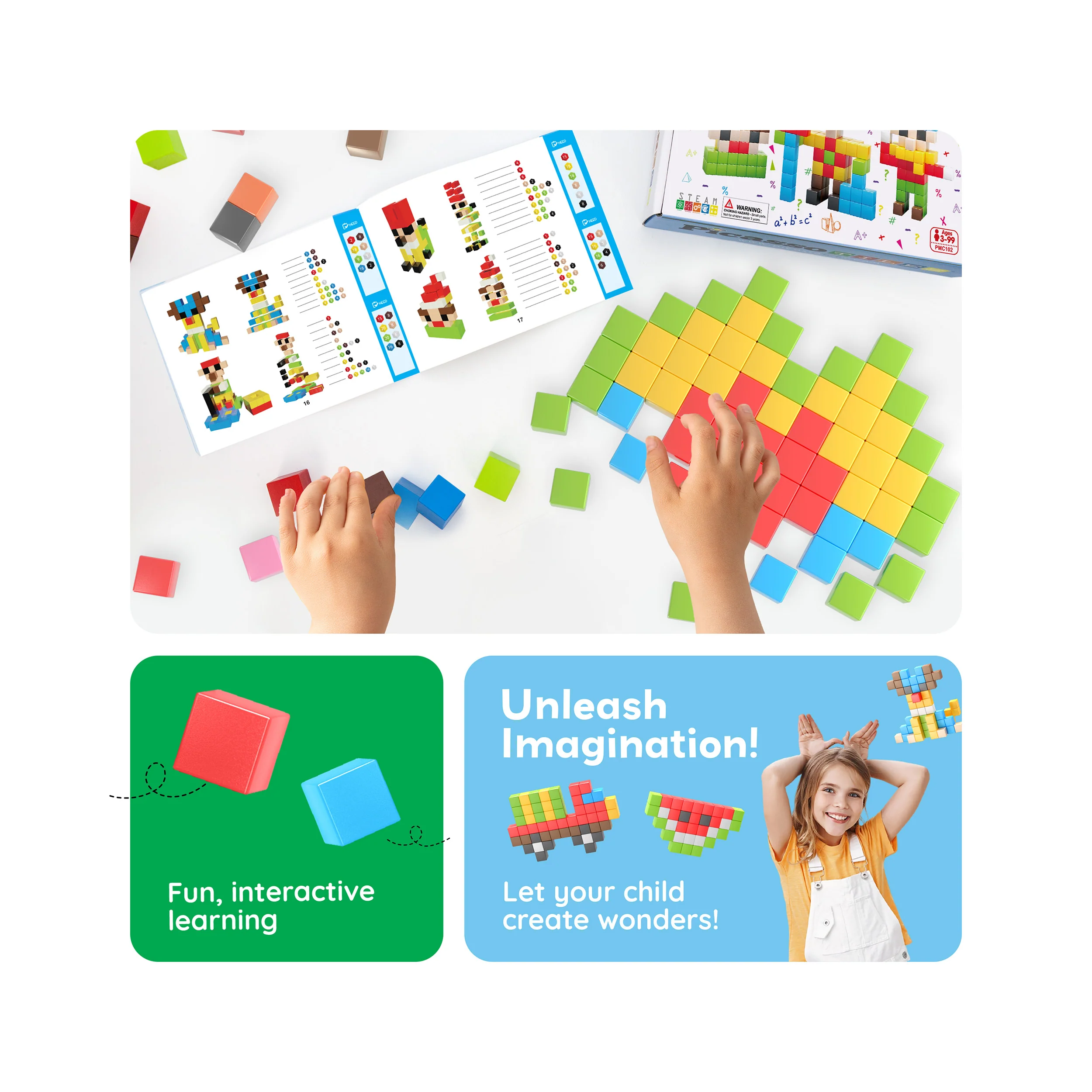 PicassoTiles 102pc Mini Pixel Puzzle Cube Set - Image 5