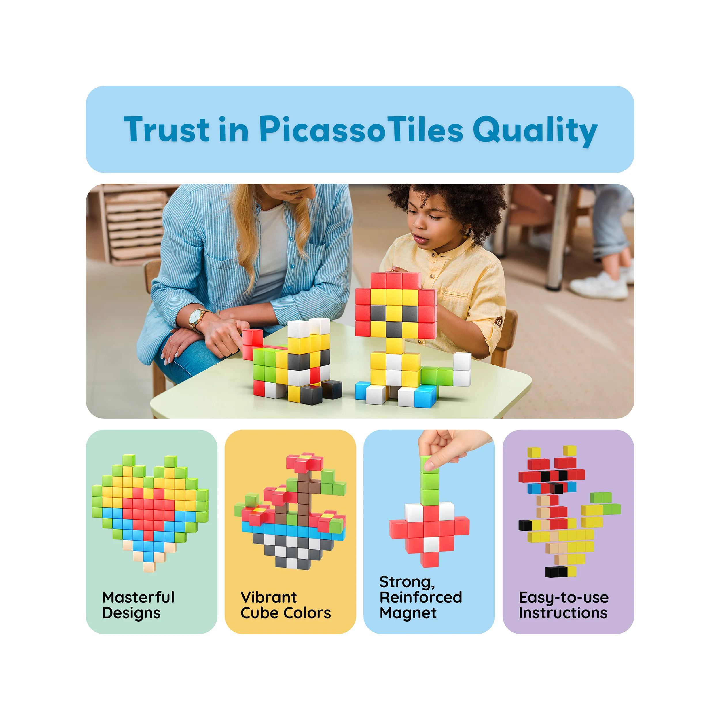 PicassoTiles 102pc Mini Pixel Puzzle Cube Set - Image 8
