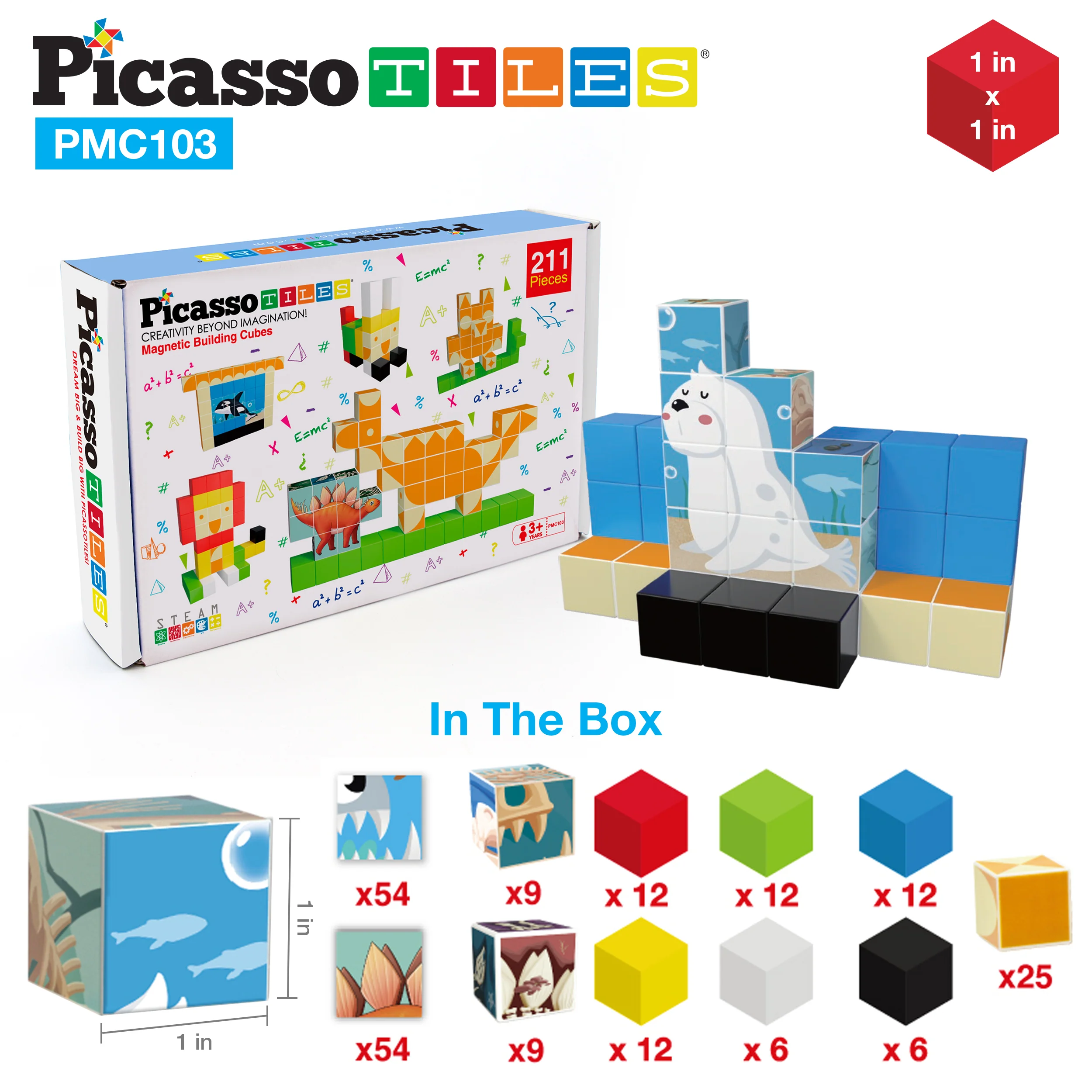 PicassoTiles 103 Piece Pixel Magnetic Puzzle Cube Set - Image 7