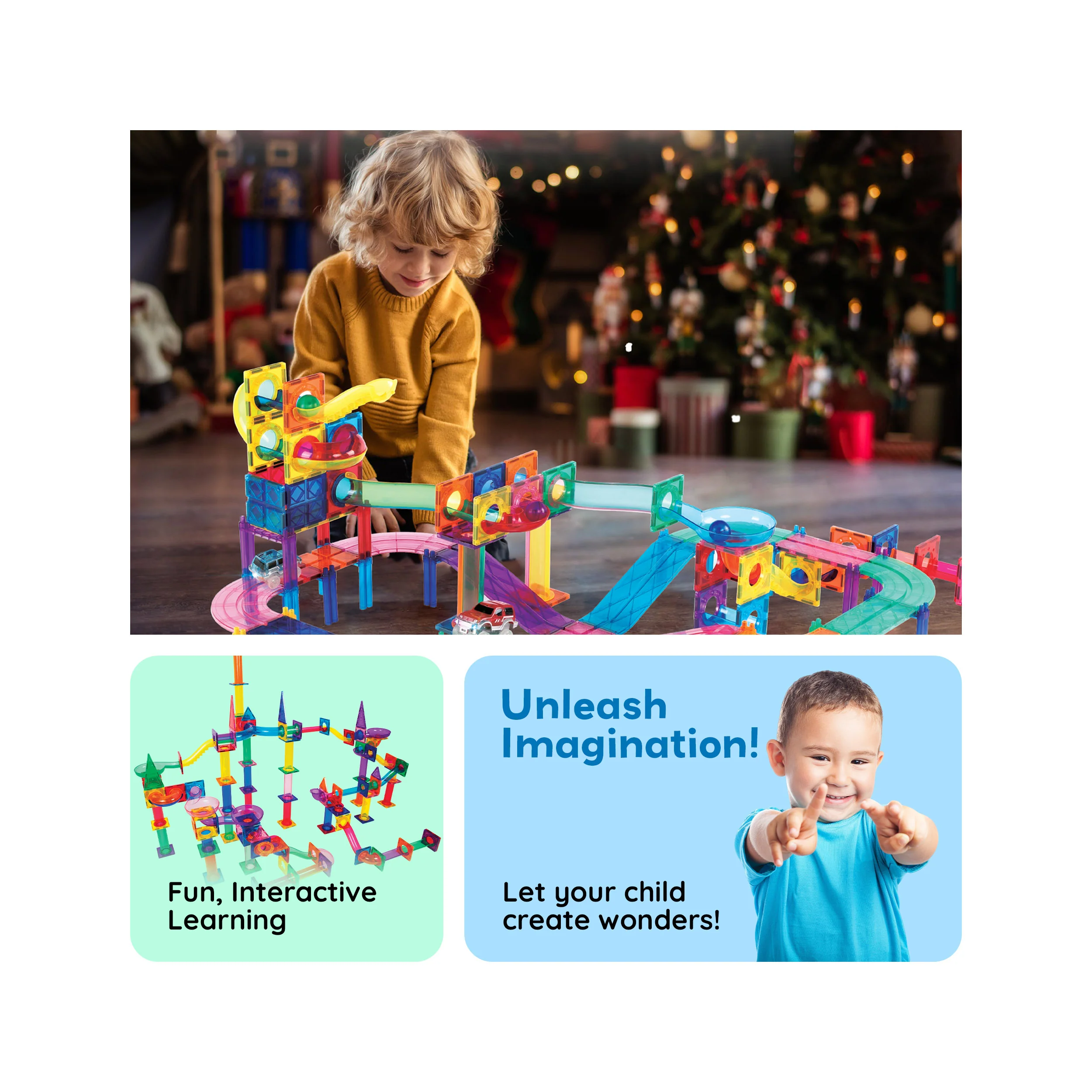 PicassoTiles Magnetic Marble Run Race Track Set (108 Pieces) - Image 3