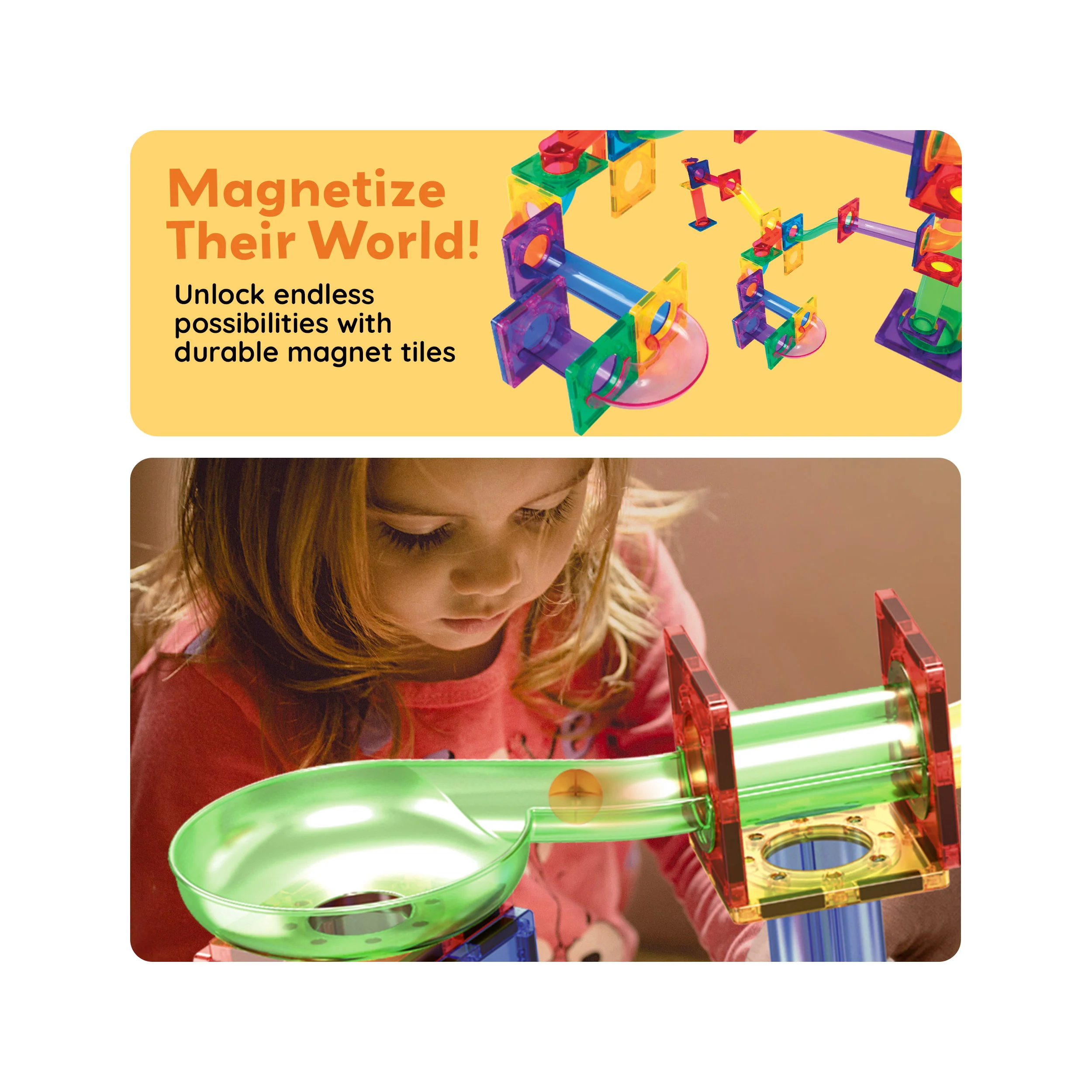 PicassoTiles Magnetic Marble Run Race Track Set (108 Pieces) - Image 5