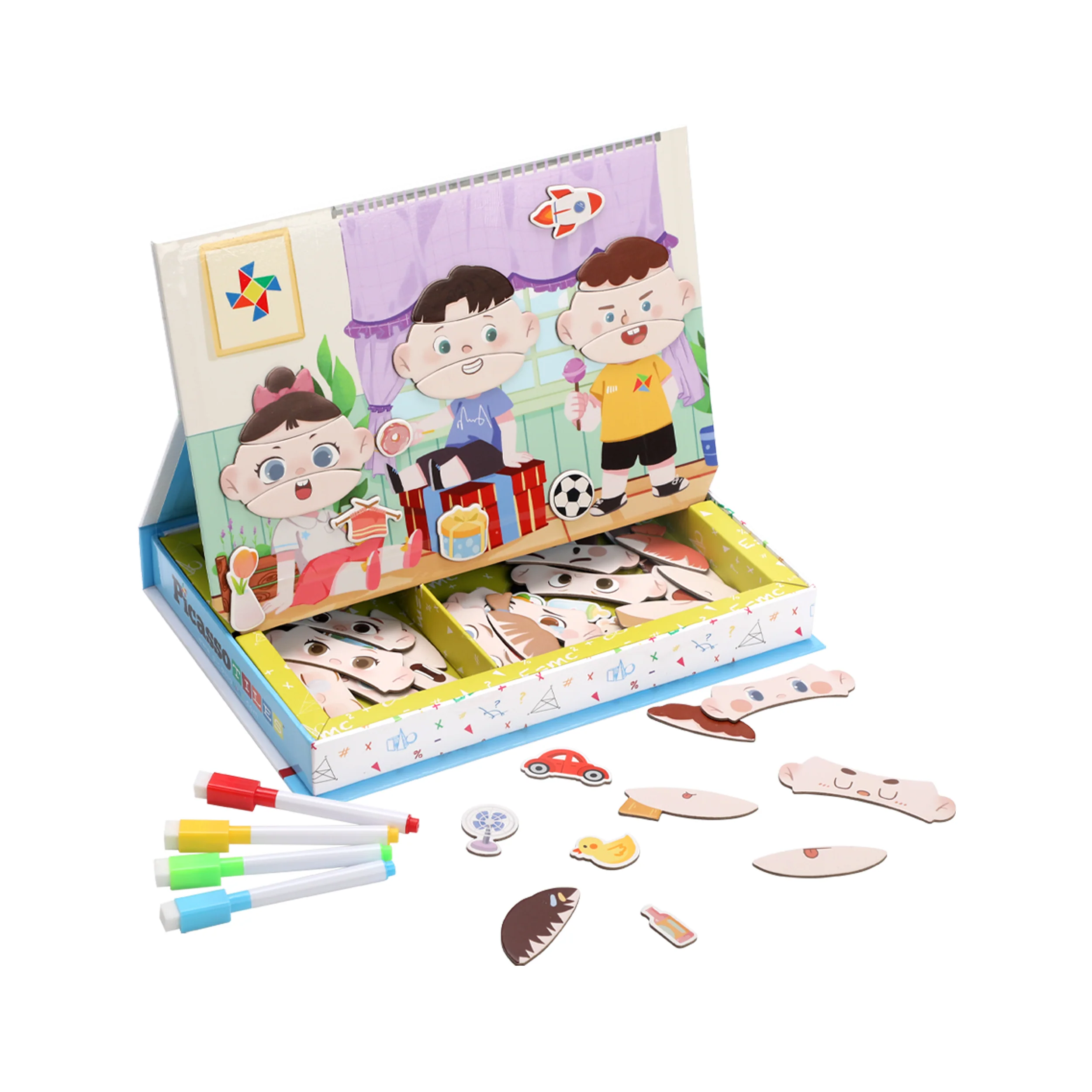 PicassoTiles 108pc Magnetic Character Face Sticker Puzzle Set
