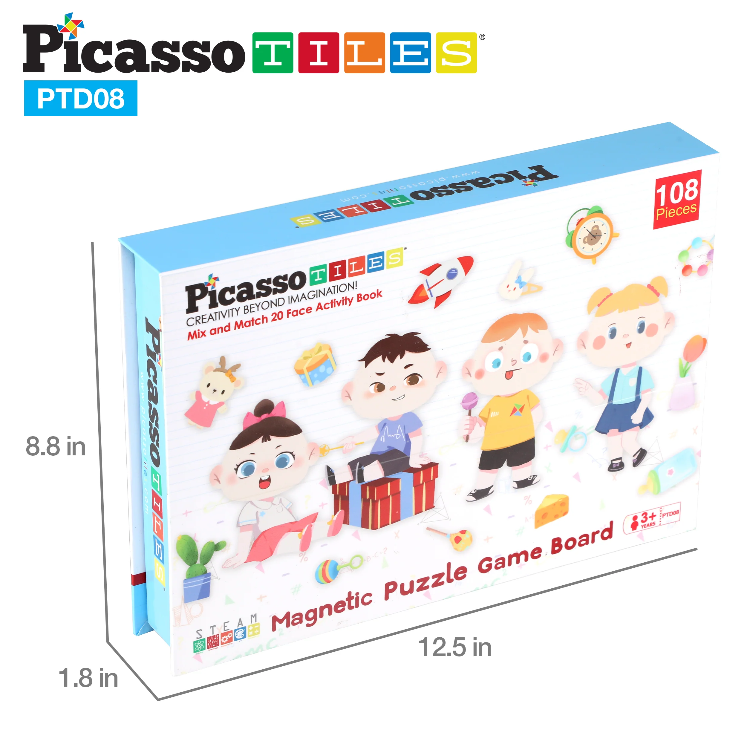 PicassoTiles 108pc Magnetic Character Face Sticker Puzzle Set - Image 10