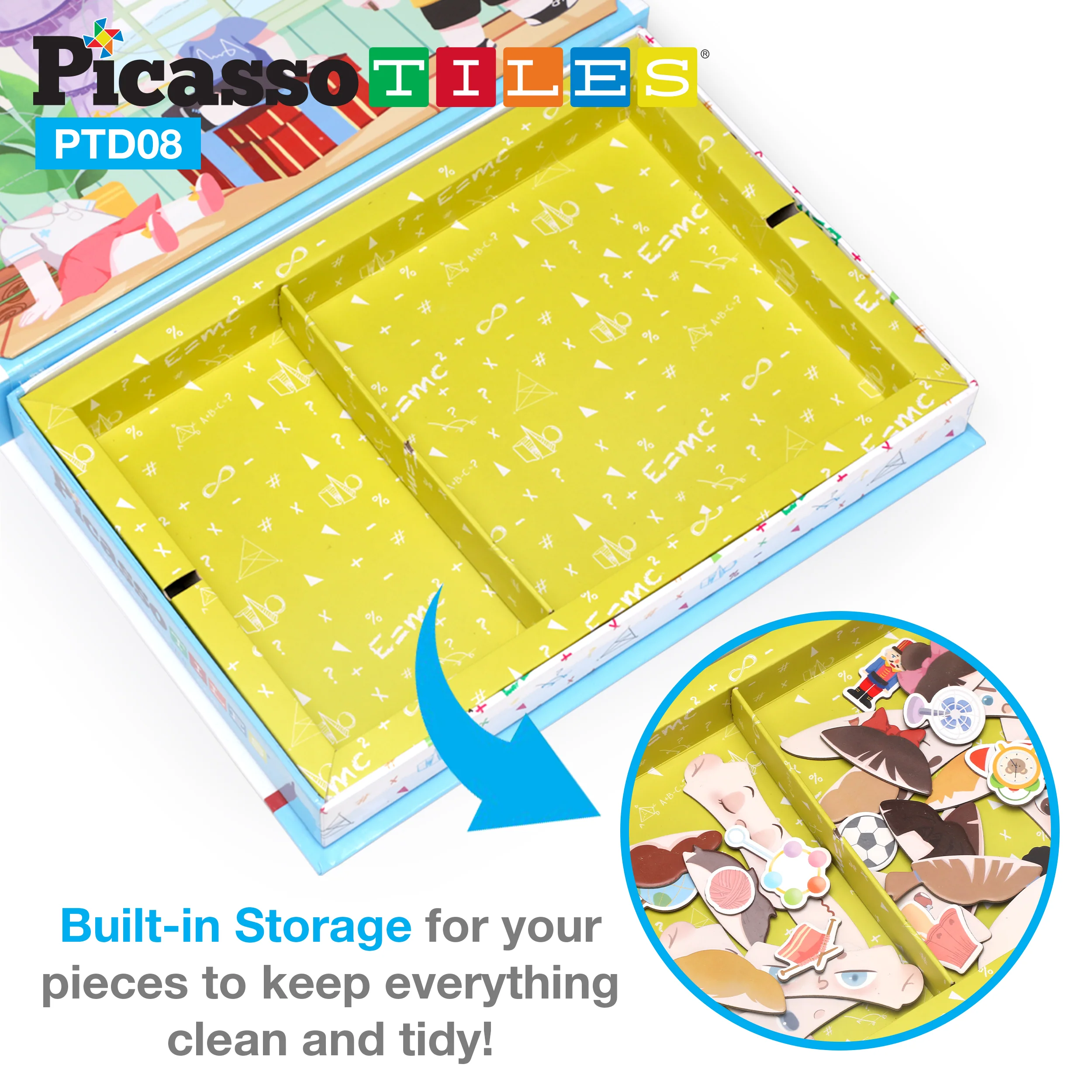 PicassoTiles 108pc Magnetic Character Face Sticker Puzzle Set - Image 3