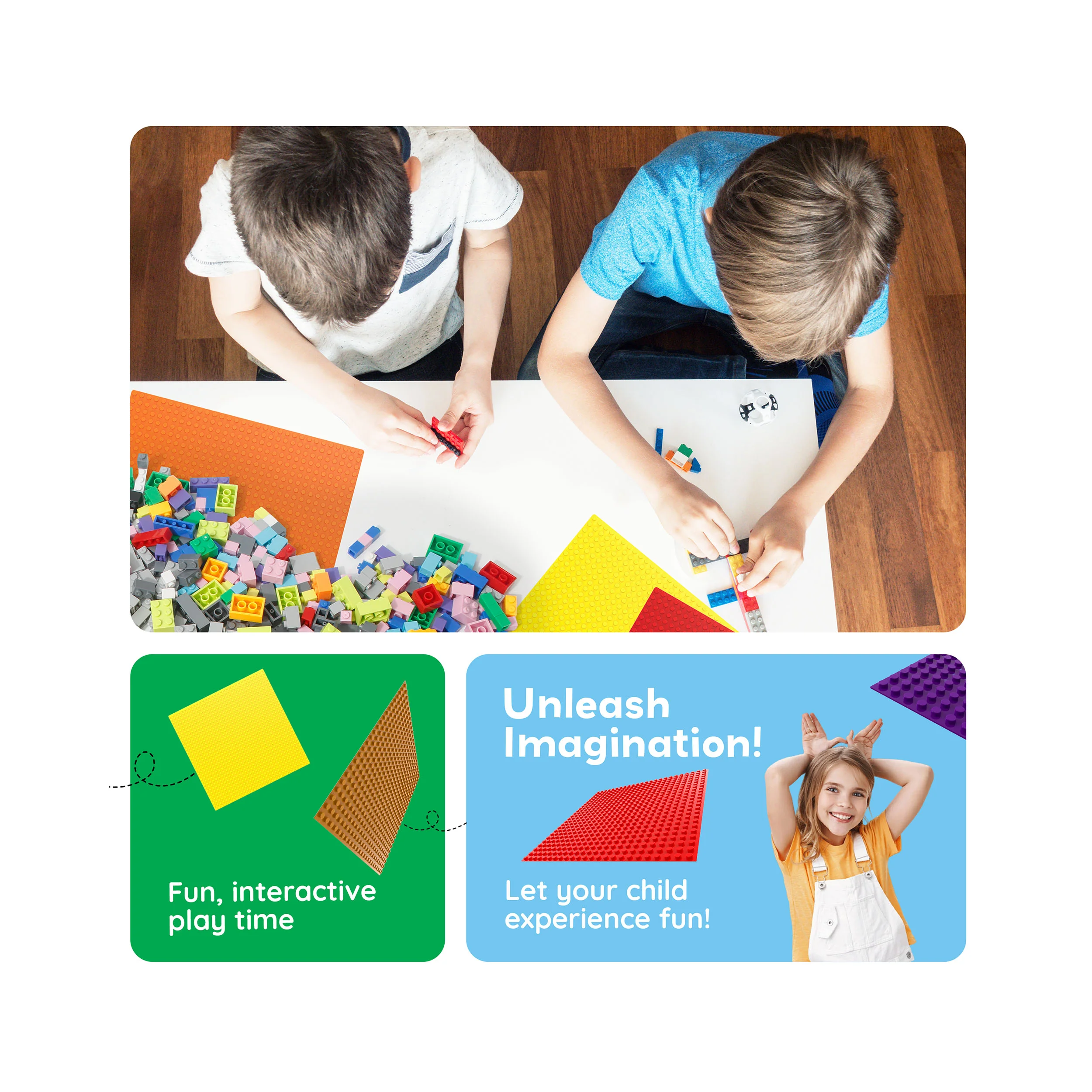 PicassoTiles 10"x10" Classic Multi Color Building Brick Plates - 20 Pack - Image 5